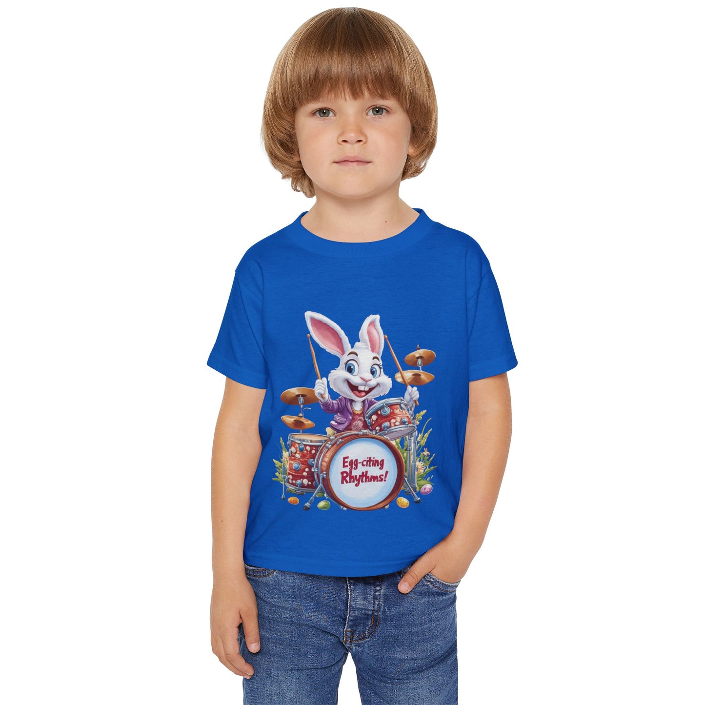 Easter Bunny Drummer Toddler T-Shirt - Fun Spring Apparel, Kids Music Shirt, Egg-citing Rhythms, Perfect Gift for Easter, Toddler Fashion