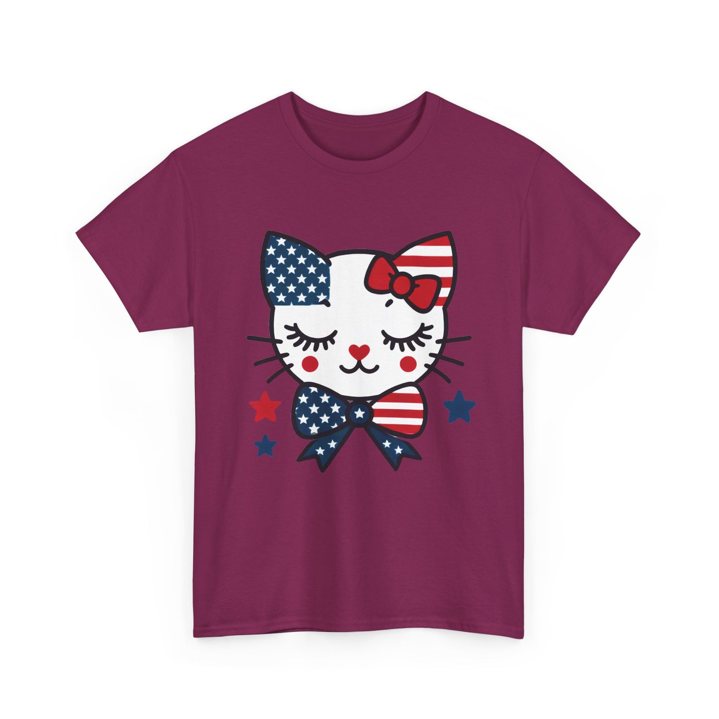 Patriotic Cat Women's Tee, Cute Cat Shirt, Women's T-Shirt, July 4th Outfit, Independence Day Gift, Animal Lover Apparel