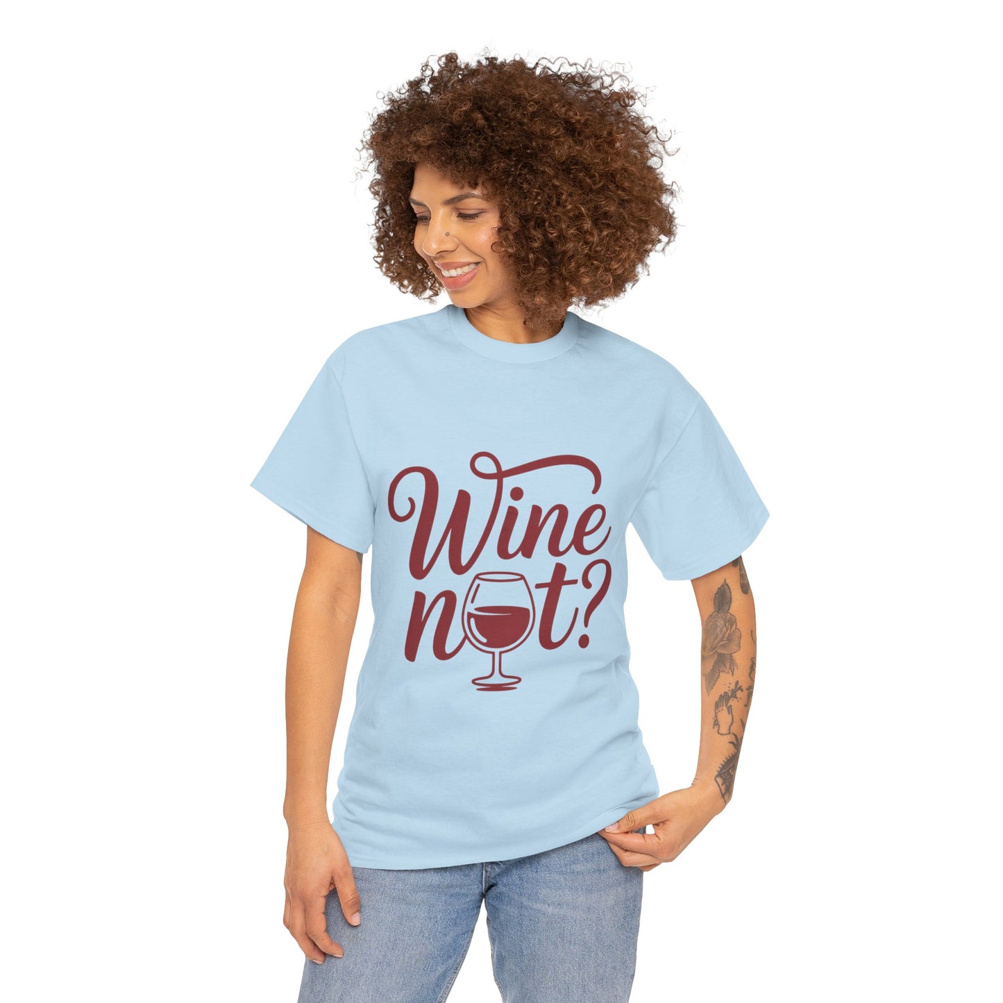 Funny Wine Lover Shirt, Wine Not Graphic Tee, Unisex Heavy Cotton T-Shirt, Pun Shirt for Wine Drinkers & Party Vibes, Gift for Wine-tasting