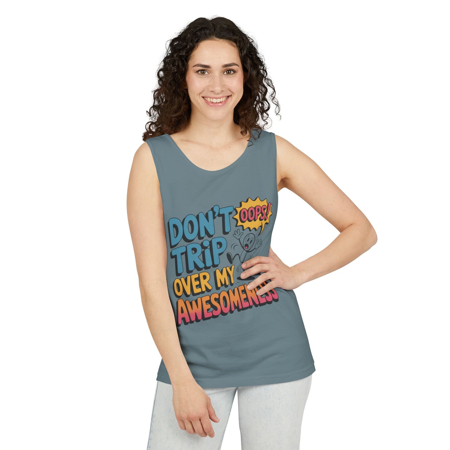 Funny Graphic Tank Top, Don't Trip Over My Awesomeness Tank, Womens Cotton Tank for Casual Wear, Gift for Friends, Birthday Gift, Humor Tee