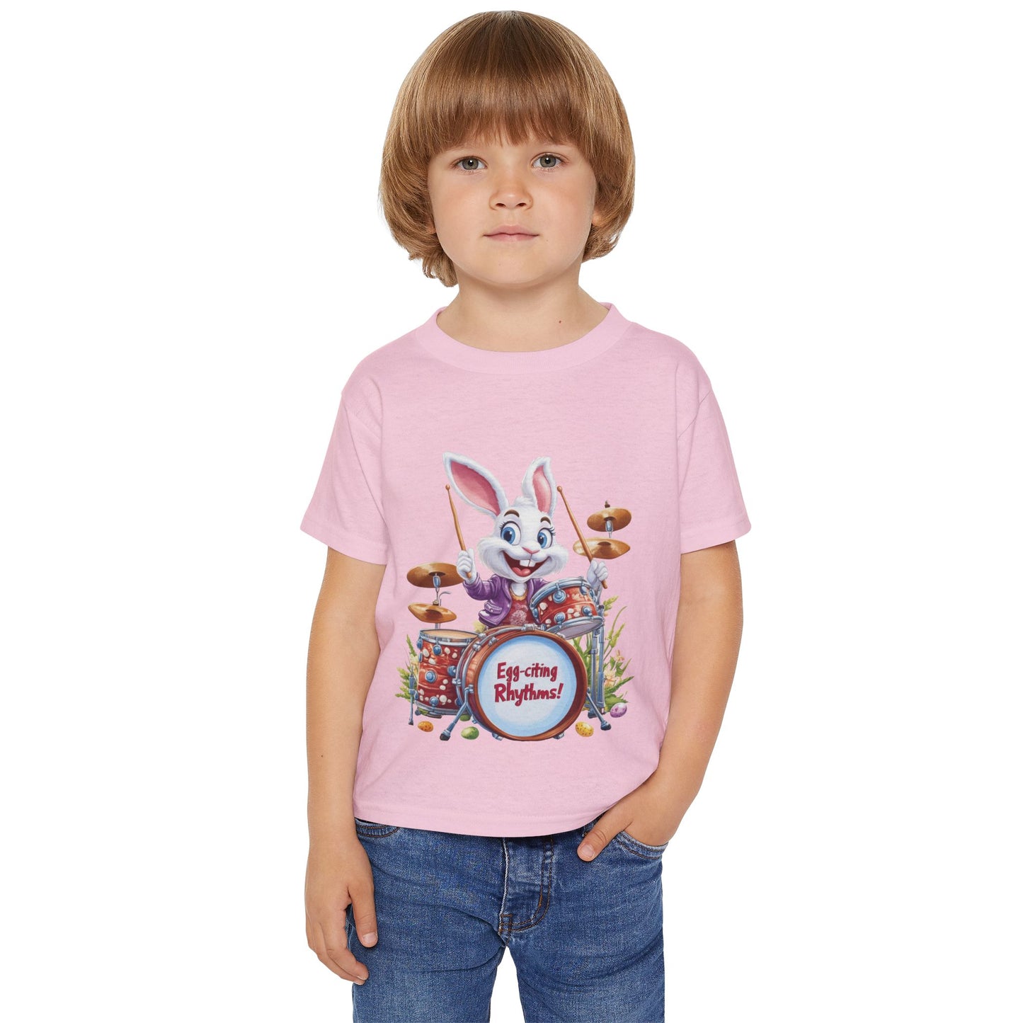 Easter Bunny Drummer Toddler T-Shirt - Fun Spring Apparel, Kids Music Shirt, Egg-citing Rhythms, Perfect Gift for Easter, Toddler Fashion