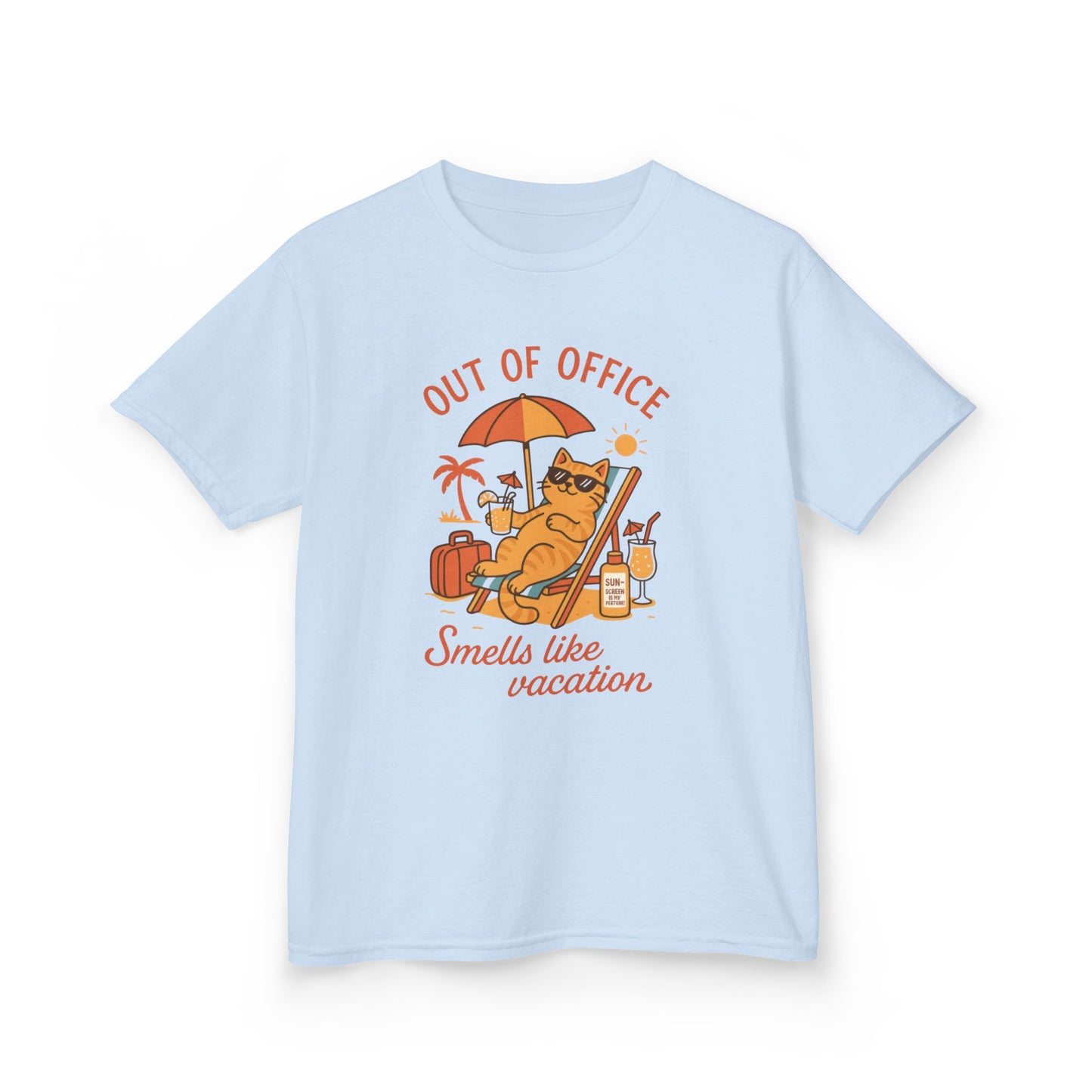 Funny Cat Vacation T-Shirt for Kids, Out of Office Beach Shirt, Summer Holiday Tee, Summer Fun, Beachwear, Travel Tee, Gift for Kids