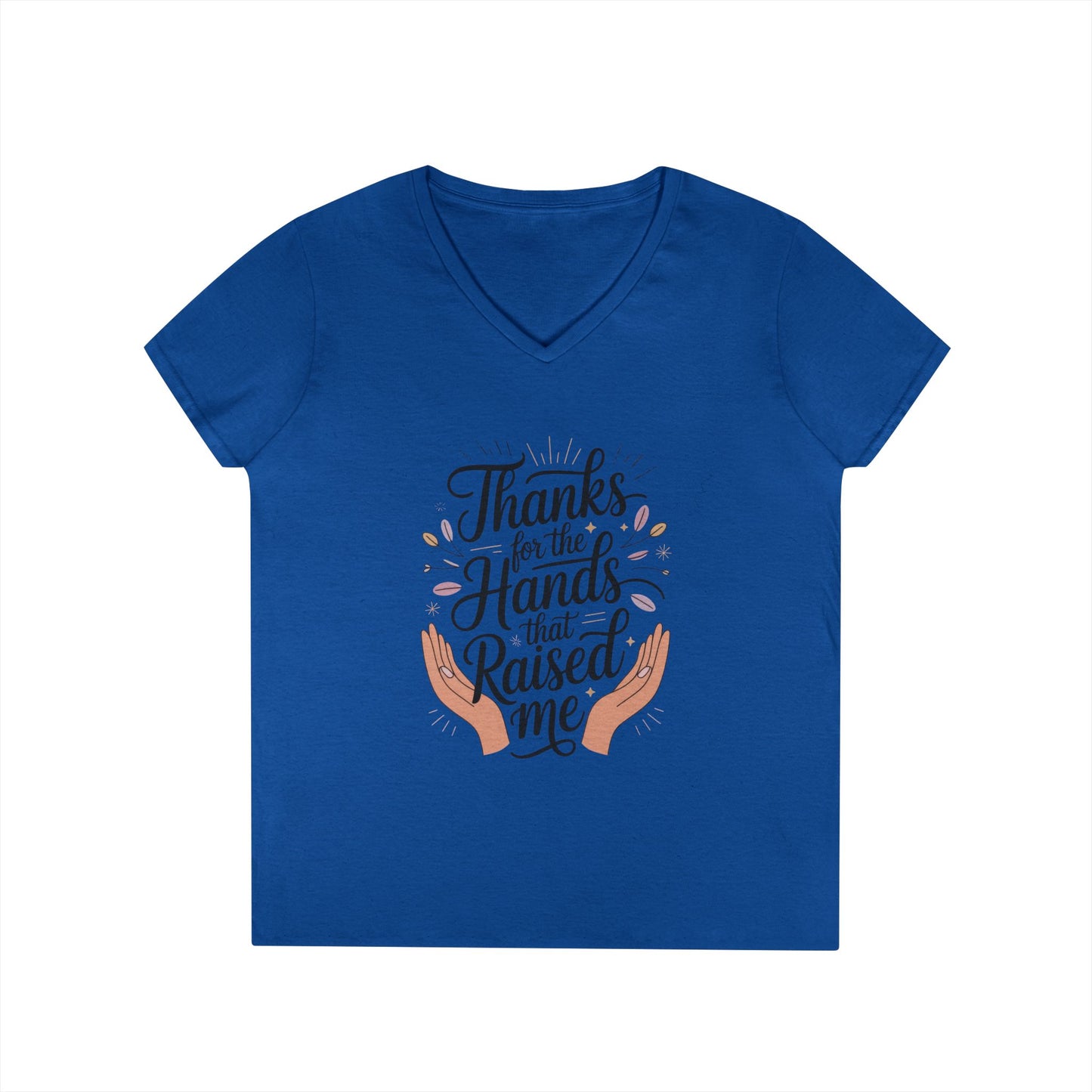 Grateful Hands V-Neck T-Shirt, Mother's Day Gift, Appreciation Tee, Family Love Shirt, Empowering Woman Top, Inspirational Shirt