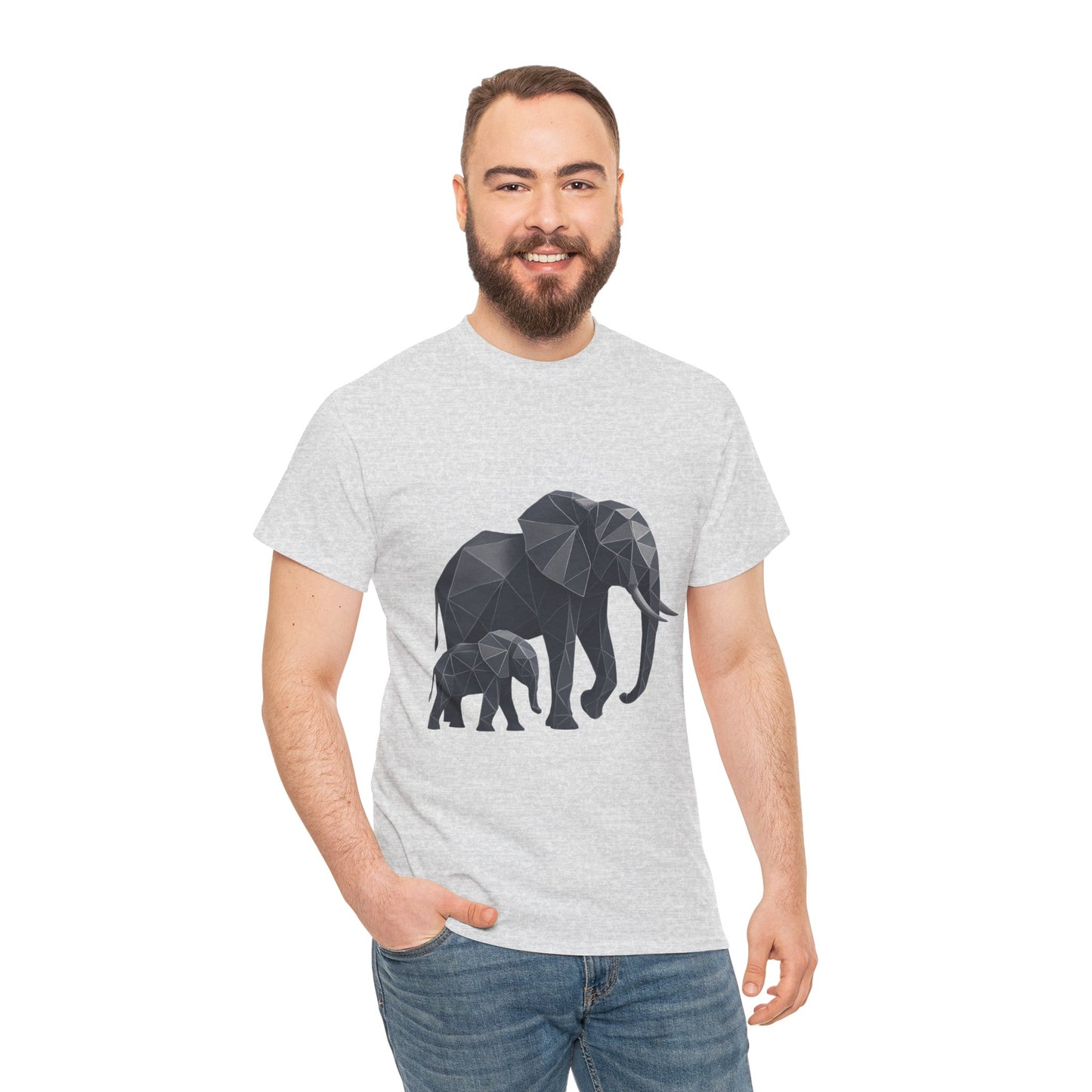 Geometric Elephant Tee - Minimalist Art Shirt, Nature Lover Gift, Animal Print T-Shirt, Unisex Cotton Tee, Eco-Friendly Wear