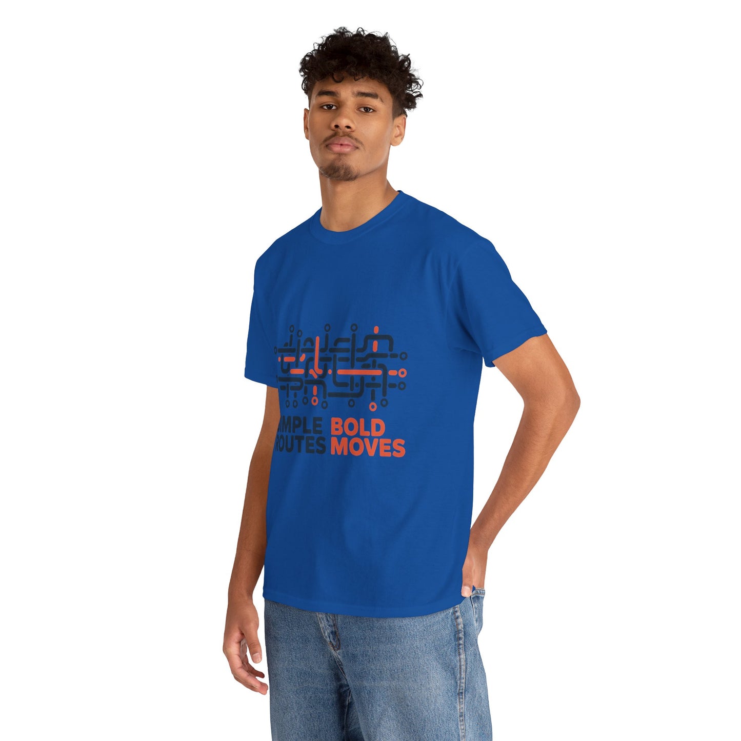 Simple Routes Bold Moves Mens T-Shirt, Minimal Urban Metro Map Graphic Tee