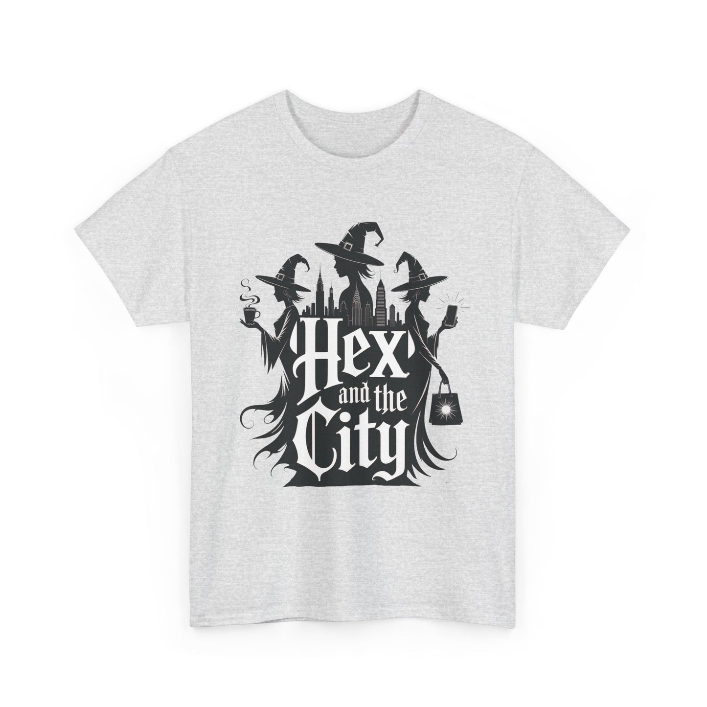 Women's Hex and the City Witch Shirt, Gothic Witches New York Skyline Halloween T-Shirt for Women