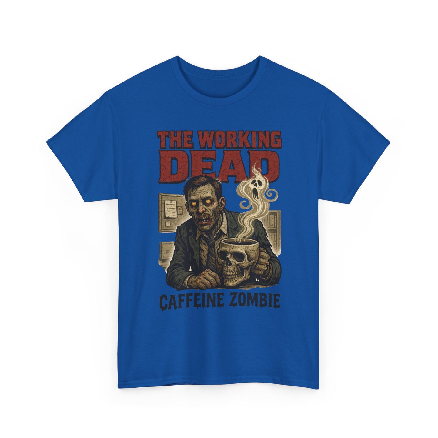 The Working Dead Men's Funny Zombie Work T-Shirt, Office Humor Tee, Halloween Office Tee, Coffee Zombie Shirt