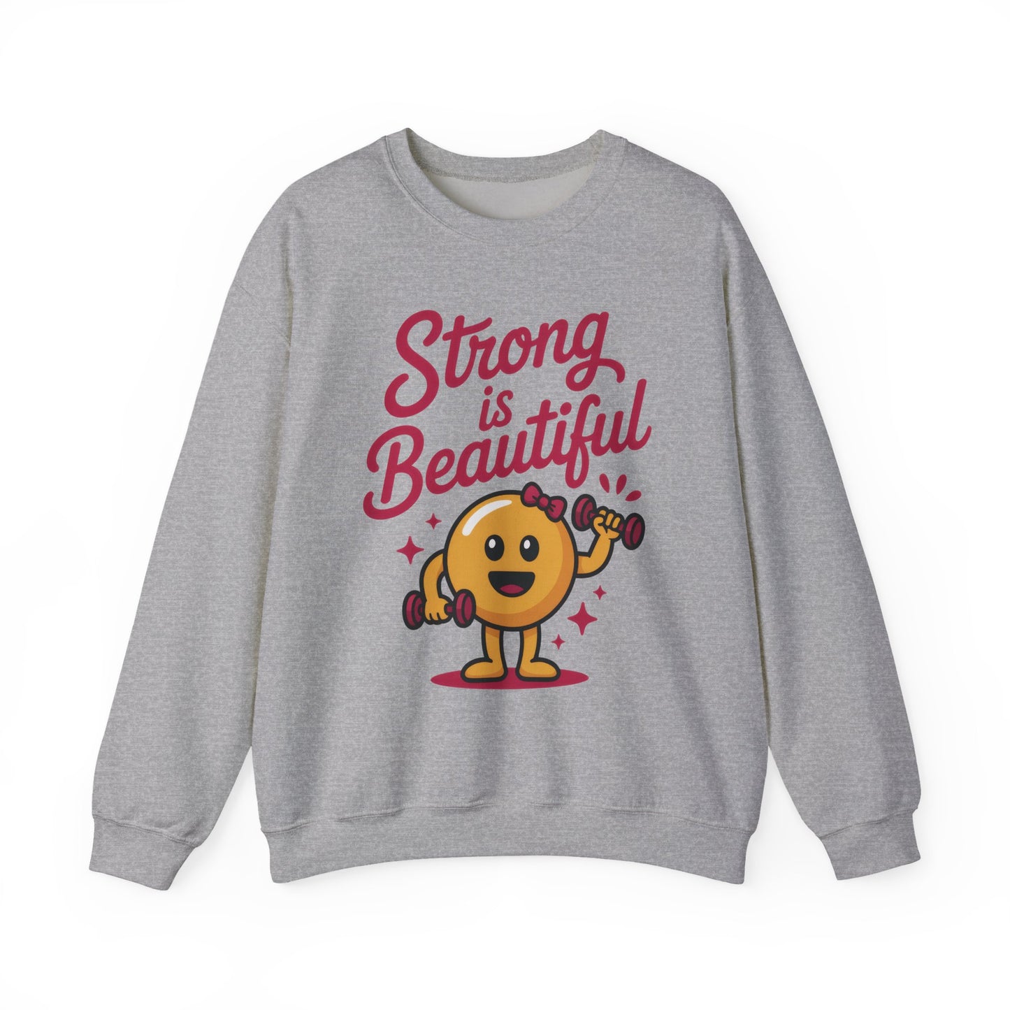 Strong is Beautiful Womens Crewneck Sweatshirt, Cute Fitness Graphic Pullover, Gym and Workout Motivation Sweater, Gift for Fitness Lovers