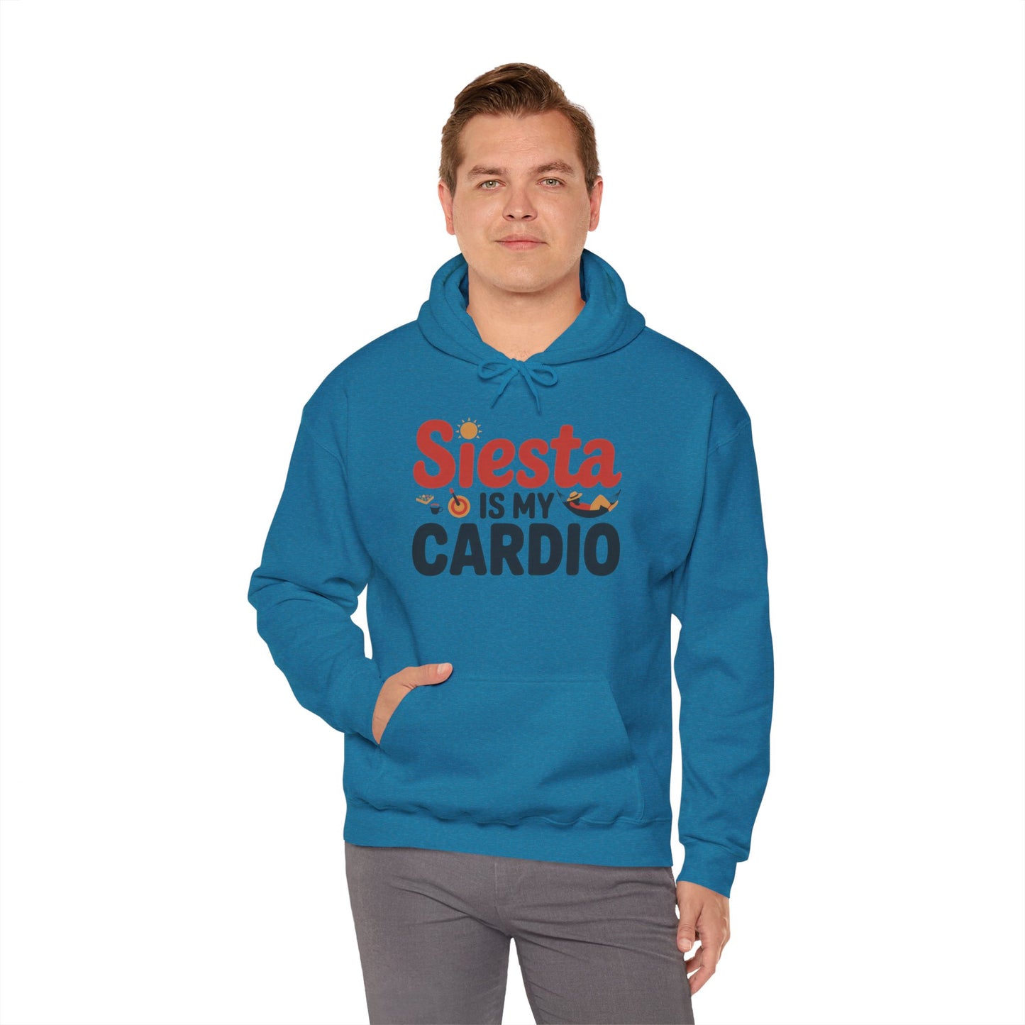 Mens Heavy Blend™ Hooded Sweatshirt, Siesta Is My Cardio Funny Mens Hoodie Spain Humor Gift