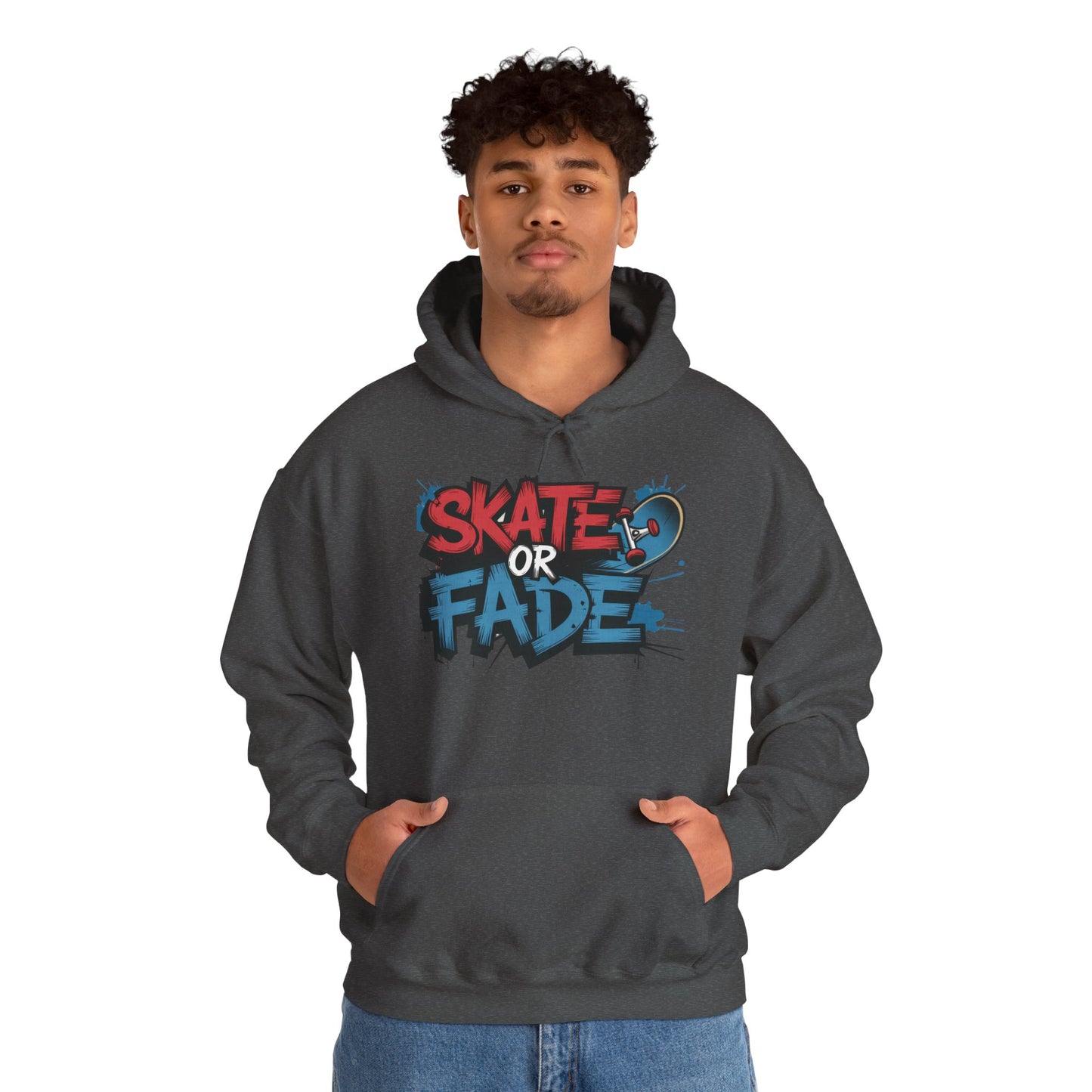 Skate Or Fade Men's Hoodie, Graffiti Skateboarding Pullover, Urban Streetwear Hoodie for Skaters