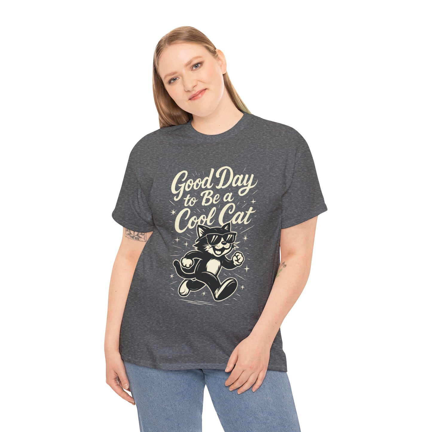 Good Day to Be a Cool Cat Womens Shirt - Funny Retro Kitty Graphic Tee for Women - Cute Cat Lover Gift, Fun T-Shirt, Unique Everyday Wear
