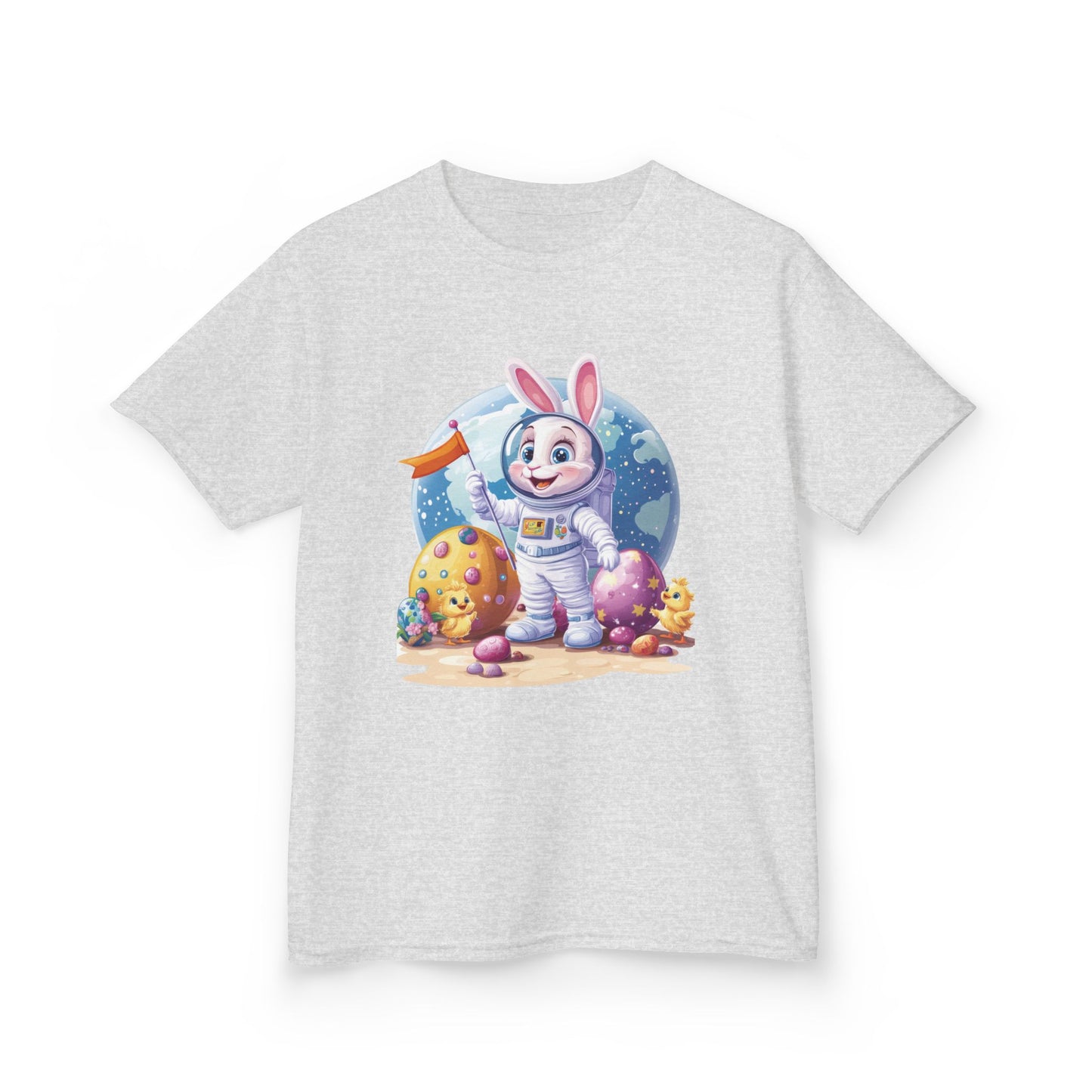 Kids Easter Astronaut Bunny T-Shirt, Space Bunny with Eggs, Galaxy Adventure Tee, Cute Bunny Gift for Boys and Girls
