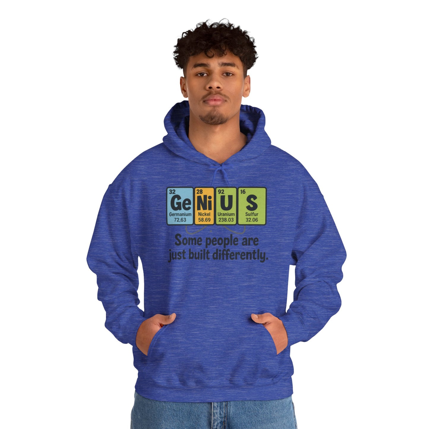 Funny Mens Genius Hoodie, Periodic Table Nerd Sweatshirt, Smart Science Pullover Gift for Him, Science Lover Apparel, Funny Hoodie