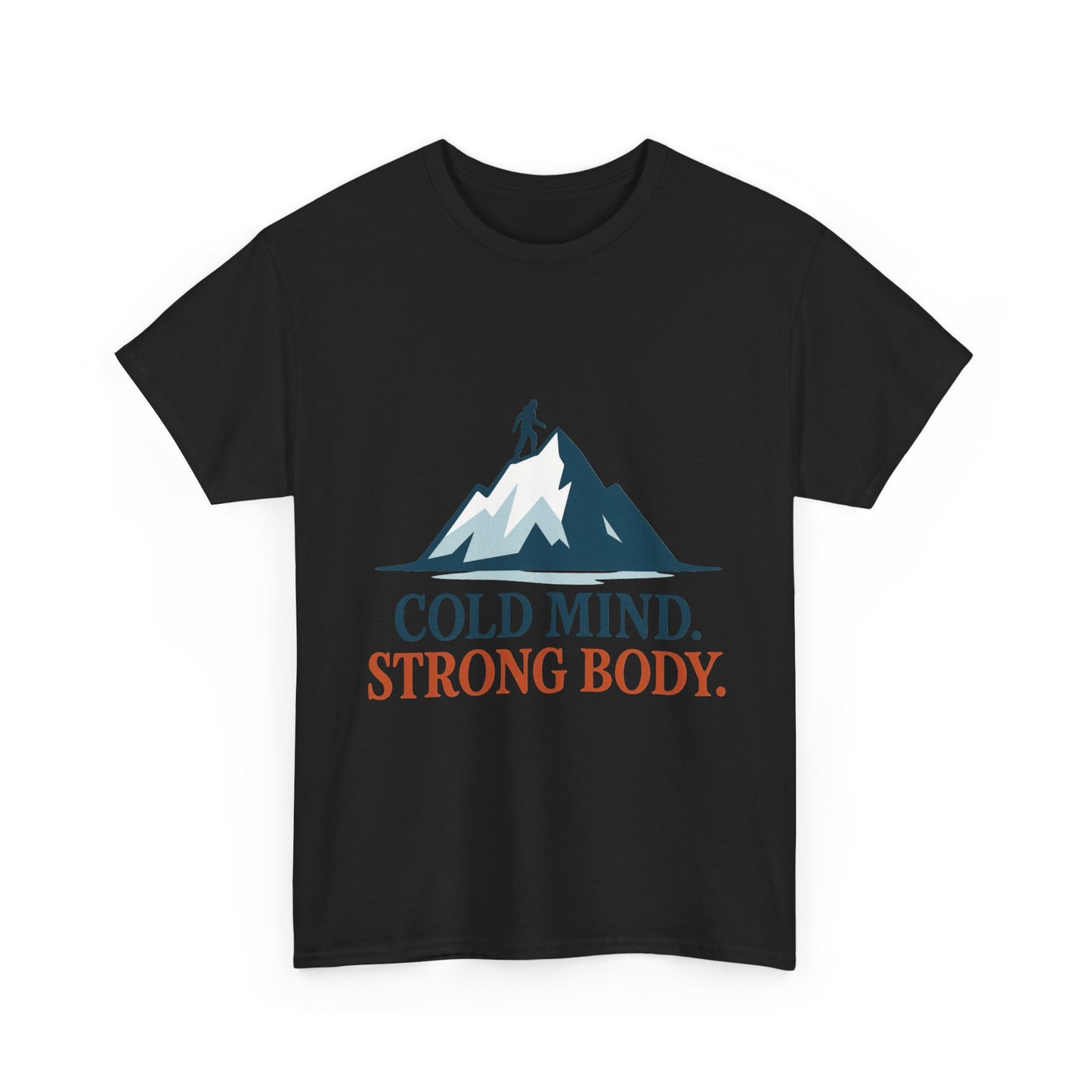Cold Mind Strong Body Mens T-Shirt, Nordic Minimalist Mountain Hiking Tee