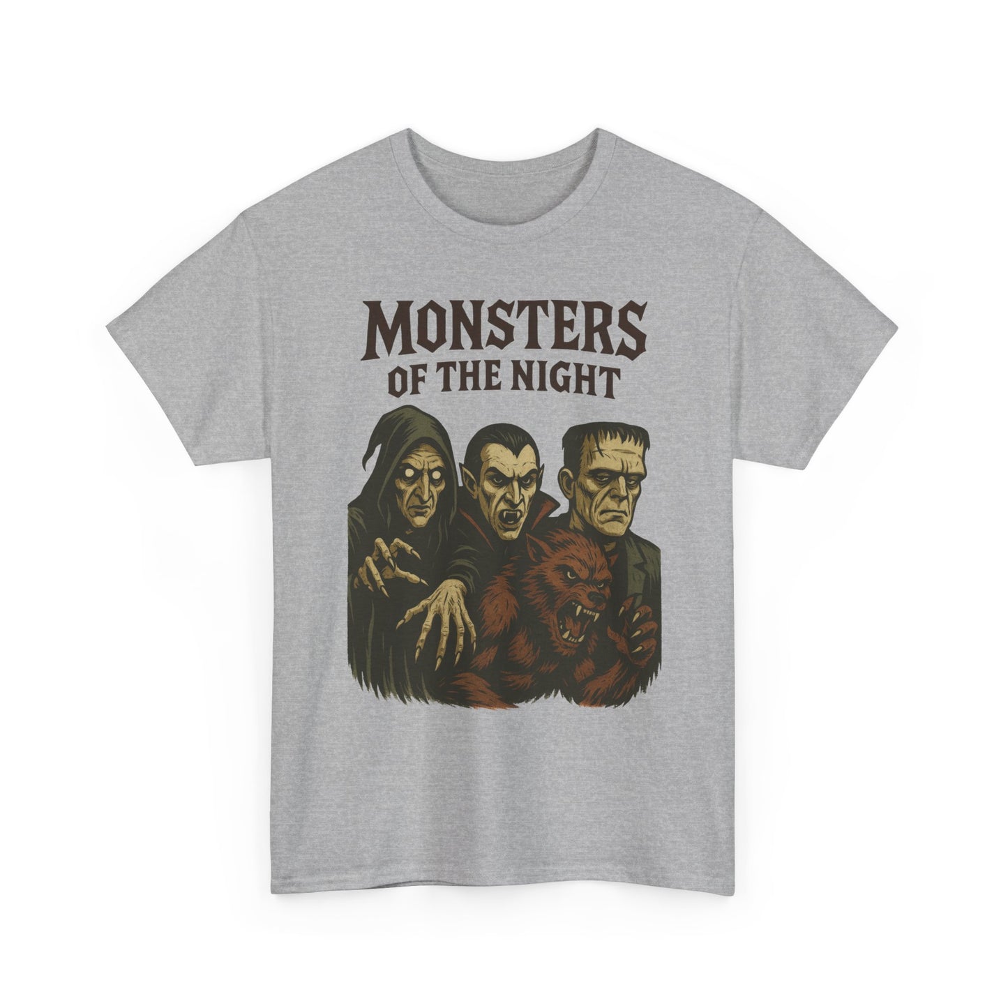 Monsters of the Night Men's T-Shirt, Classic Horror Movie Monsters Graphic Tee, Halloween Shirt
