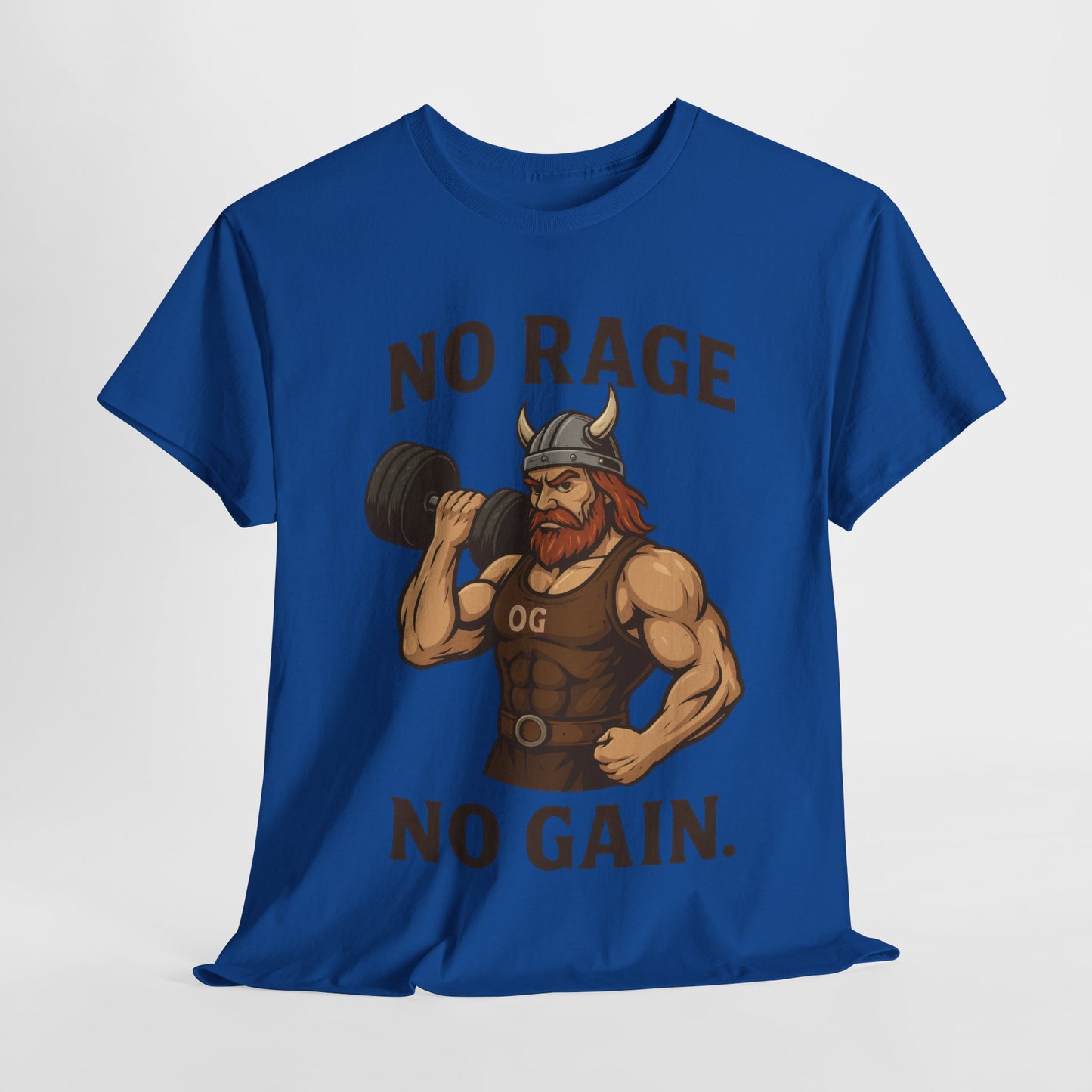 No Rage No Gain Viking Gym Shirt, Funny Muscle Workout Tee, Barbarian Fitness T-Shirt for Men, Powerlifting Humor Shirt, Viking Lifting Gift