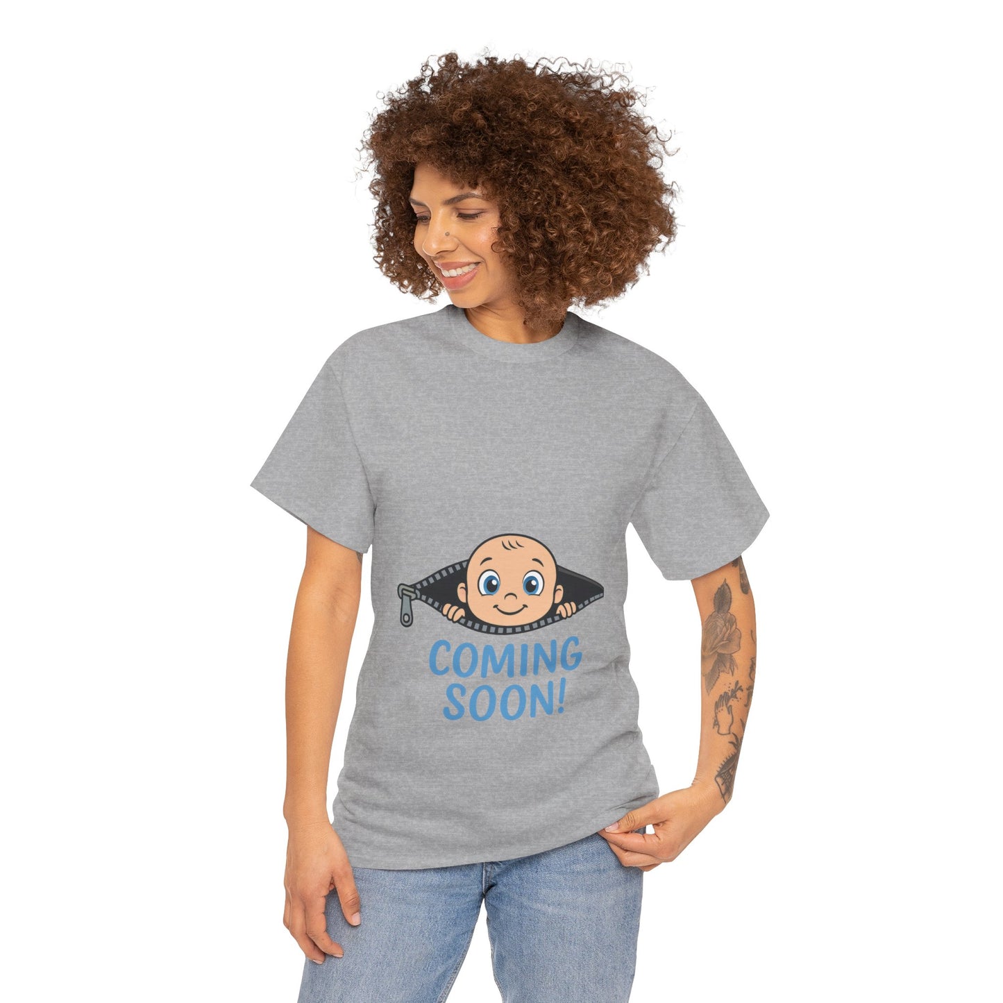 Coming Soon Maternity T-Shirt, Cute Baby Boy Pregnancy Announcement Shirt, Funny Expecting Mom Gift, Gender Reveal Tee, Baby Shower Top