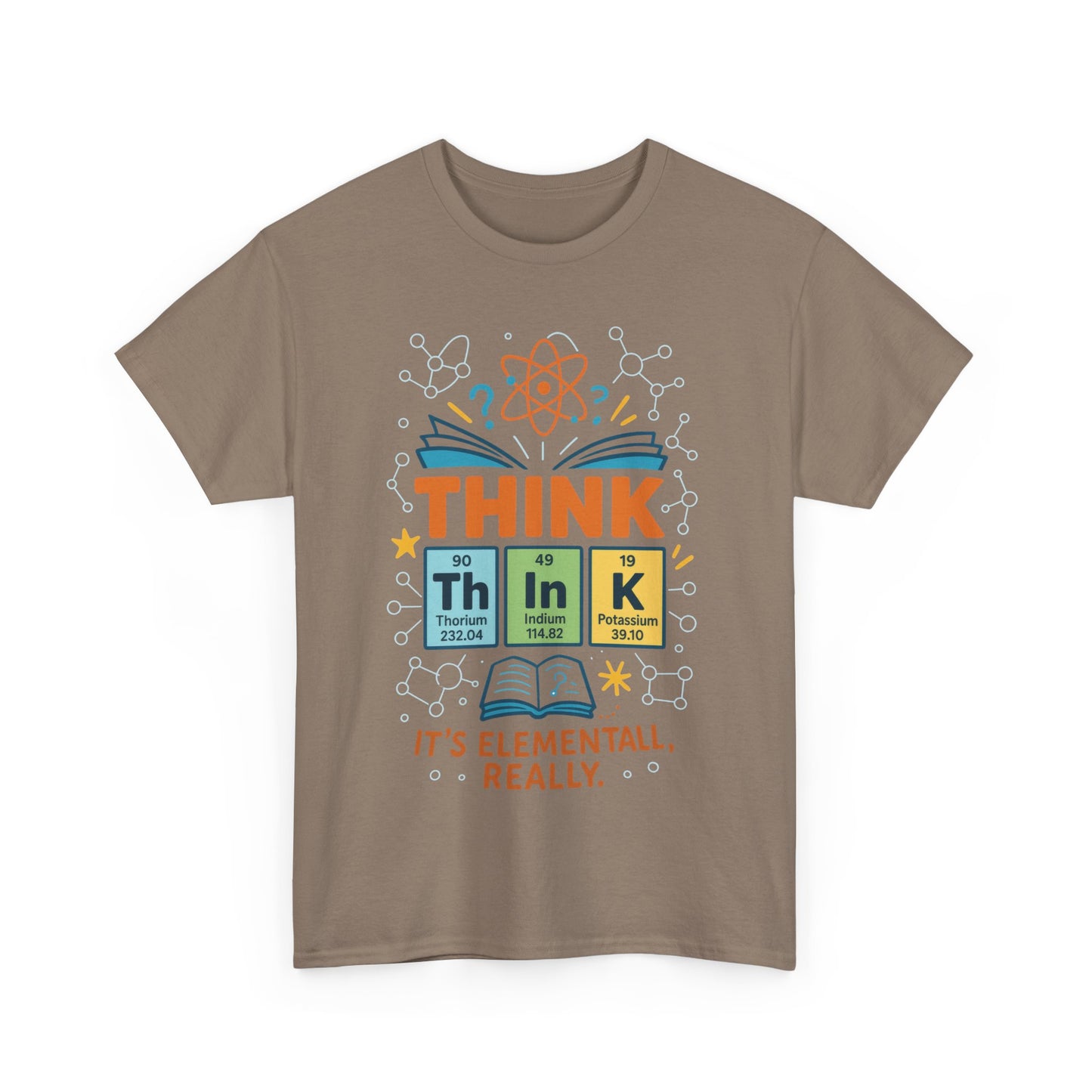 Funny Mens Science T-Shirt, THINK Element Periodic Table Shirt, Smart Geek Nerd Tee for Him, Ideal for Science Lovers, Geeky Apparel