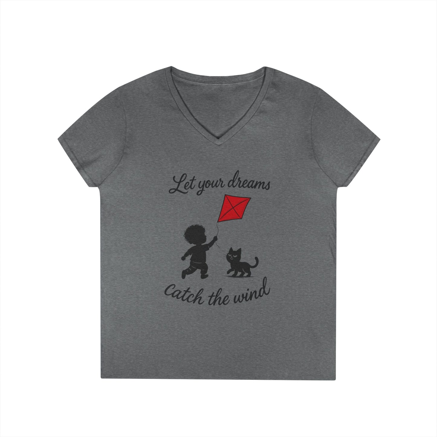 Cat Lover Girls' V-Neck T-Shirt, Gift for Birthday, Cat Lover T-Shirt, Cat Mom Gift, Gift for Kids and Animal Lovers