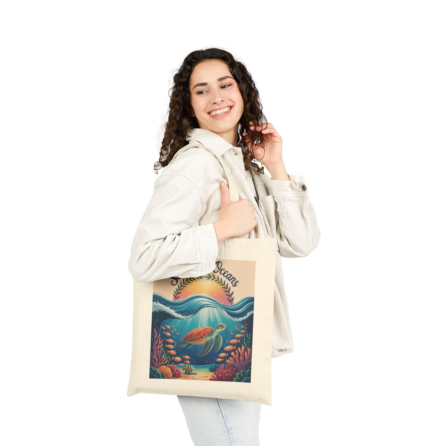 Eco-Friendly Ocean Conservation Tote Bag, Reusable Grocery Bag, Beach Bag, Gift for Ocean Lovers, Summer Accessories