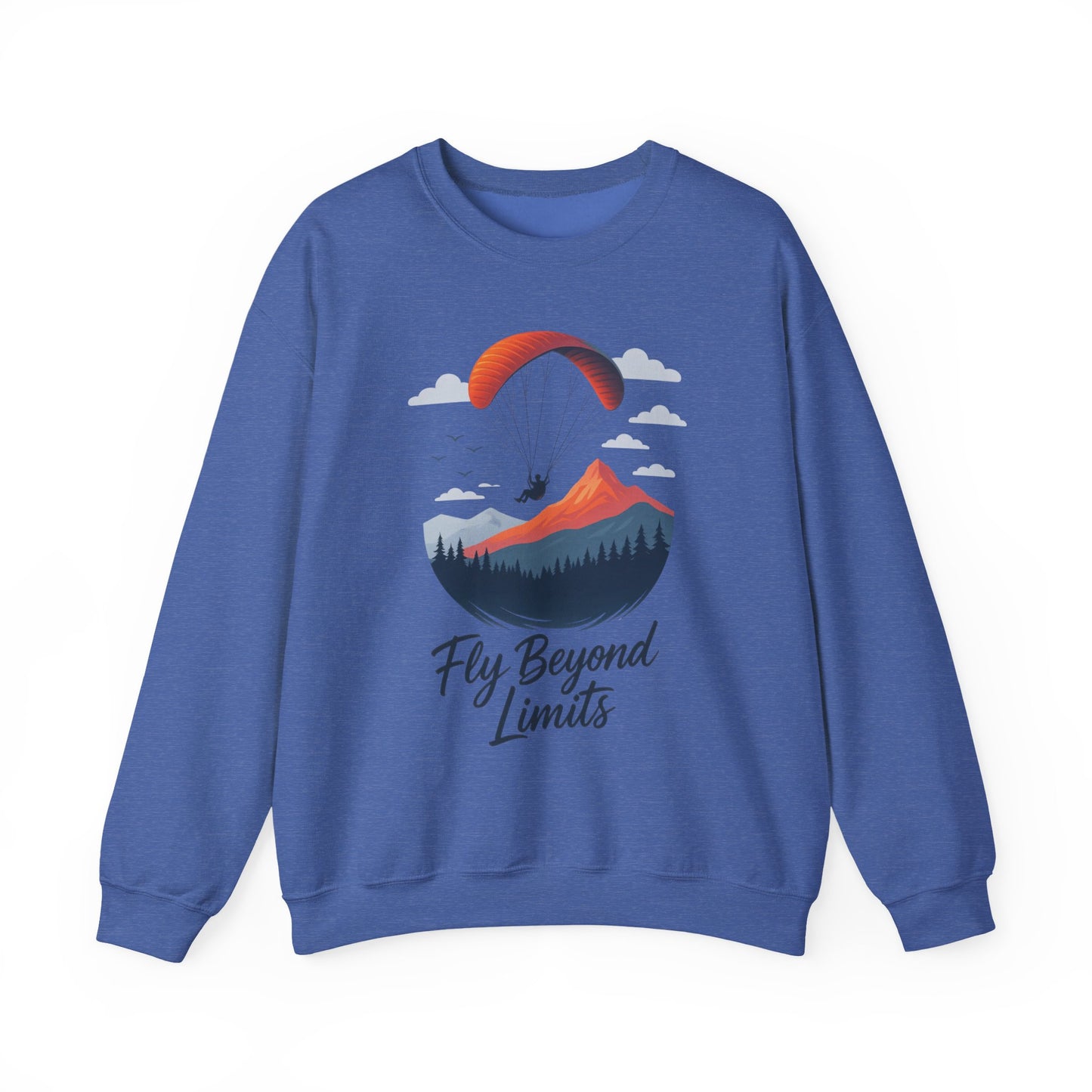 Adventure Inspiration Crewneck Sweatshirt - Fly Beyond Limits, Cozy Outdoor Outfit, Gift for Adventurers, Travel, Motivation Apparel