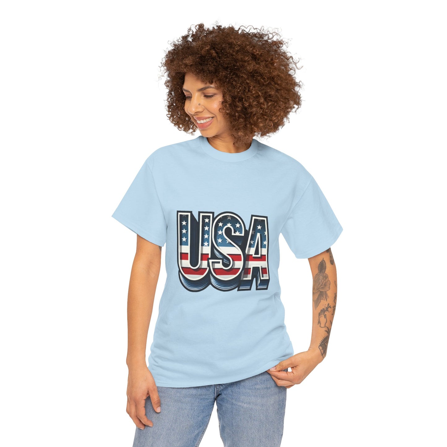 USA Patriotic Unisex Heavy Cotton Tee, American Pride Shirt, July 4th T-Shirt, Independence Day Apparel, Casual Summer Top