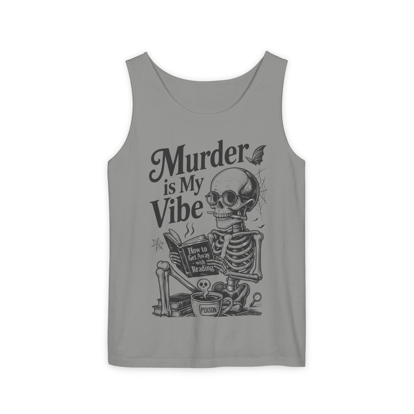 Murder Is My Vibe Tank Top, Womens Goth Tank, Halloween Clothing, Skeleton Graphic Tee, Cozy Casual Wear, Quirky Gift Idea