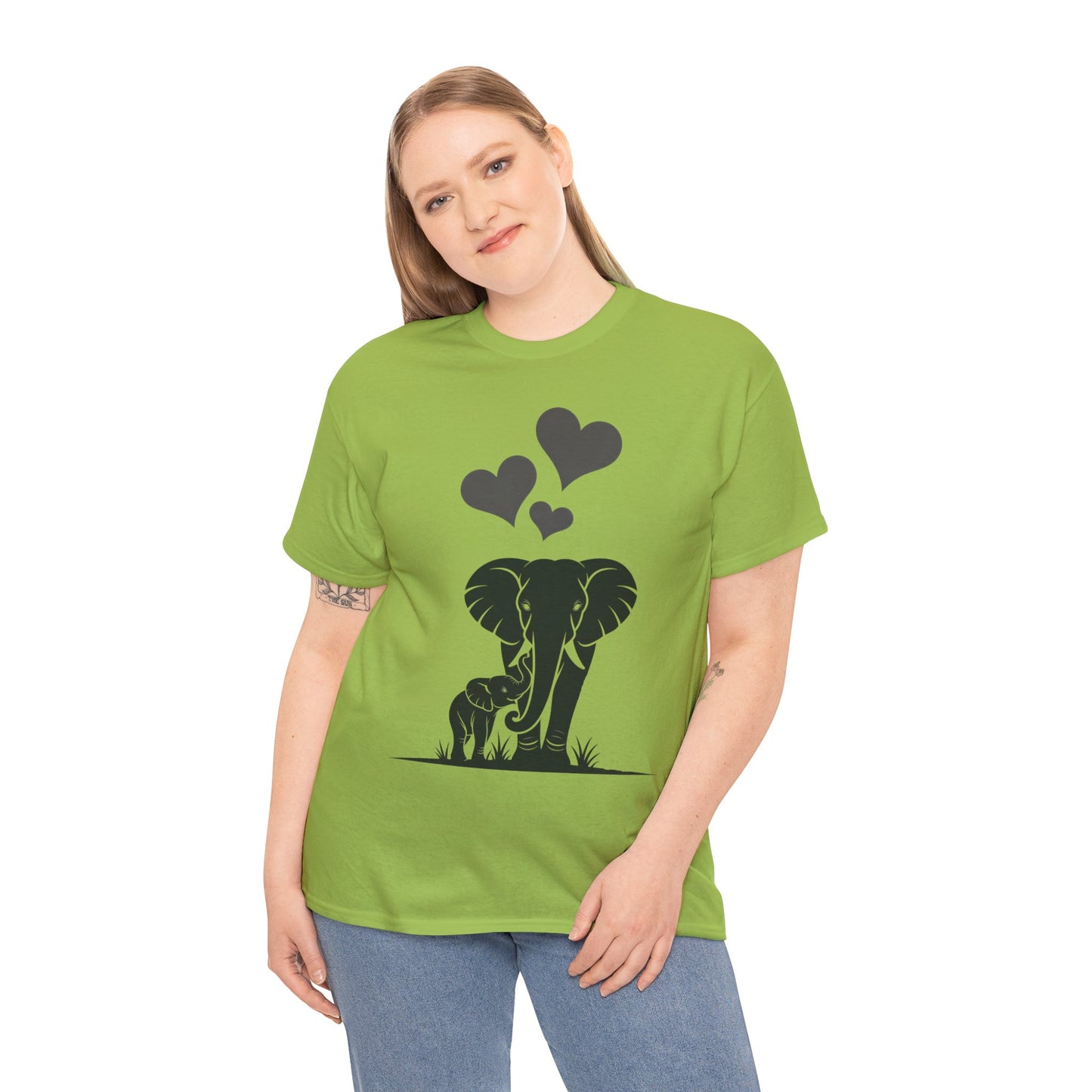 Elephant Mom and Baby T-Shirt, Elephant Love Cotton Tee, Cute Animal Shirt, Animal Lover Gift, Cute Minimalist Elephant Design