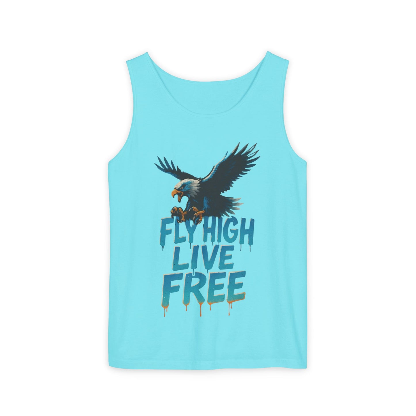 Mens Garment-Dyed Tank Top, Fly High Live Free Eagle Mens Tank Top Gym Wear