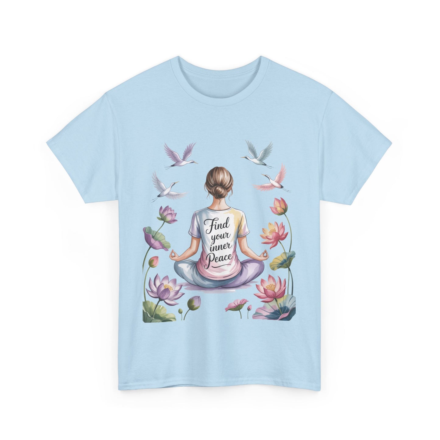 Find Your Inner Peace Womens Heavy Cotton Tee, Motivational Shirt, Meditation Apparel, Relaxation Gift, Casual Wear, Mindfulness Tee