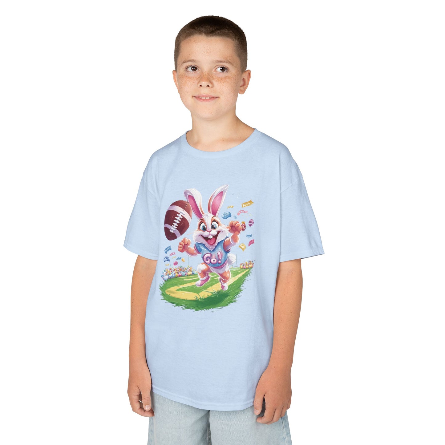 Touchdown Bunny Kids T-Shirt - Cute Easter Football Shirt for Kids, Fun Spring Outfit, Sports Bunny Tee Gift for Little Athletes Easter Gift