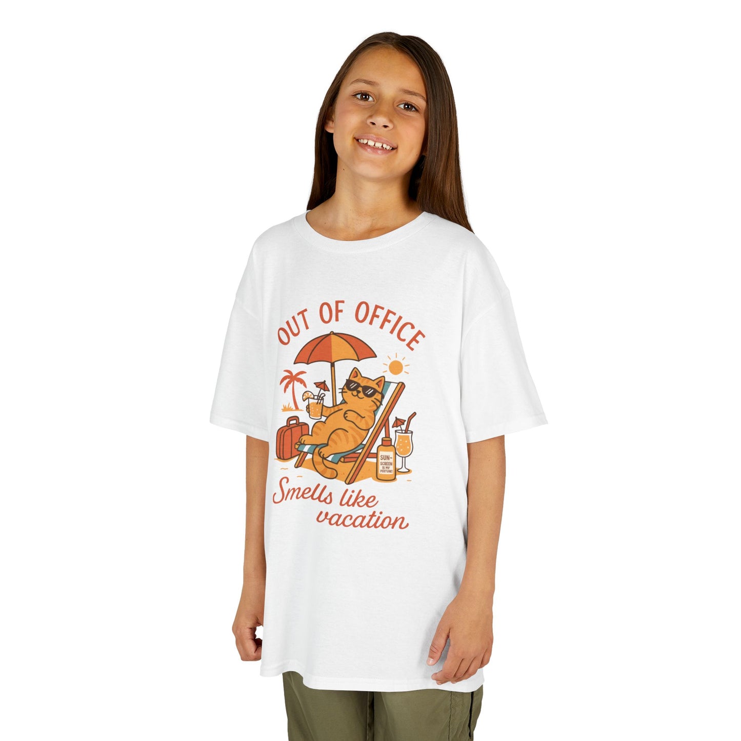 Funny Cat Vacation T-Shirt for Kids, Out of Office Beach Shirt, Summer Holiday Tee, Summer Fun, Beachwear, Travel Tee, Gift for Kids