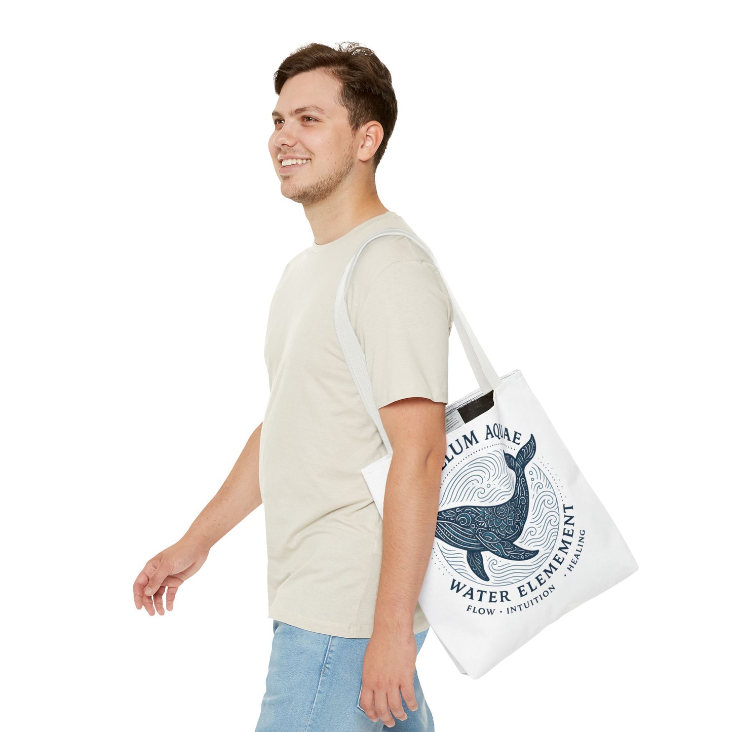 Whale Water Element Tote Bag: Spiritual Gift, Eco-Friendly, Beach Bag, Yoga Accessories, Meditation Essentials, Weekender Bag, Large Bag