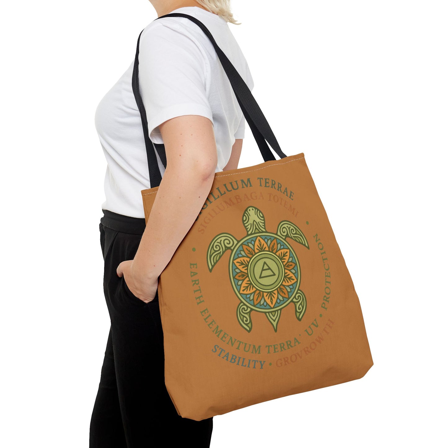 Spiritual Symbol Tote Bag, Eco-Friendly Shopping Bag, Meditation Pouch, Gift for Yogis, Bohemian Style, Sigillum Terrae Design