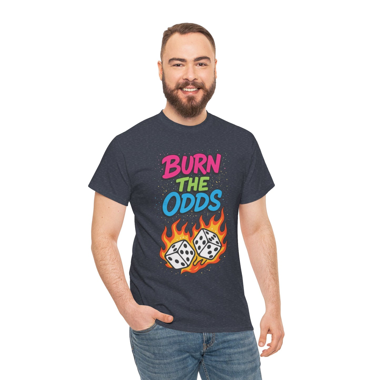 Burn the Odds Graphic Tee | Cool Casual Wear, Gaming Shirt, Unisex Cotton Tee, Dice Design T-Shirt, Gift for Gamers
