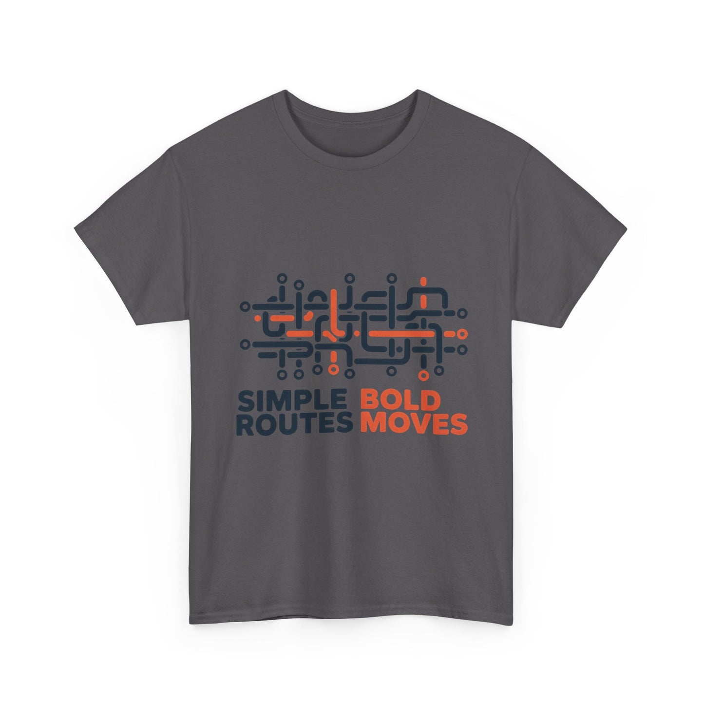 Simple Routes Bold Moves Mens T-Shirt, Minimal Urban Metro Map Graphic Tee