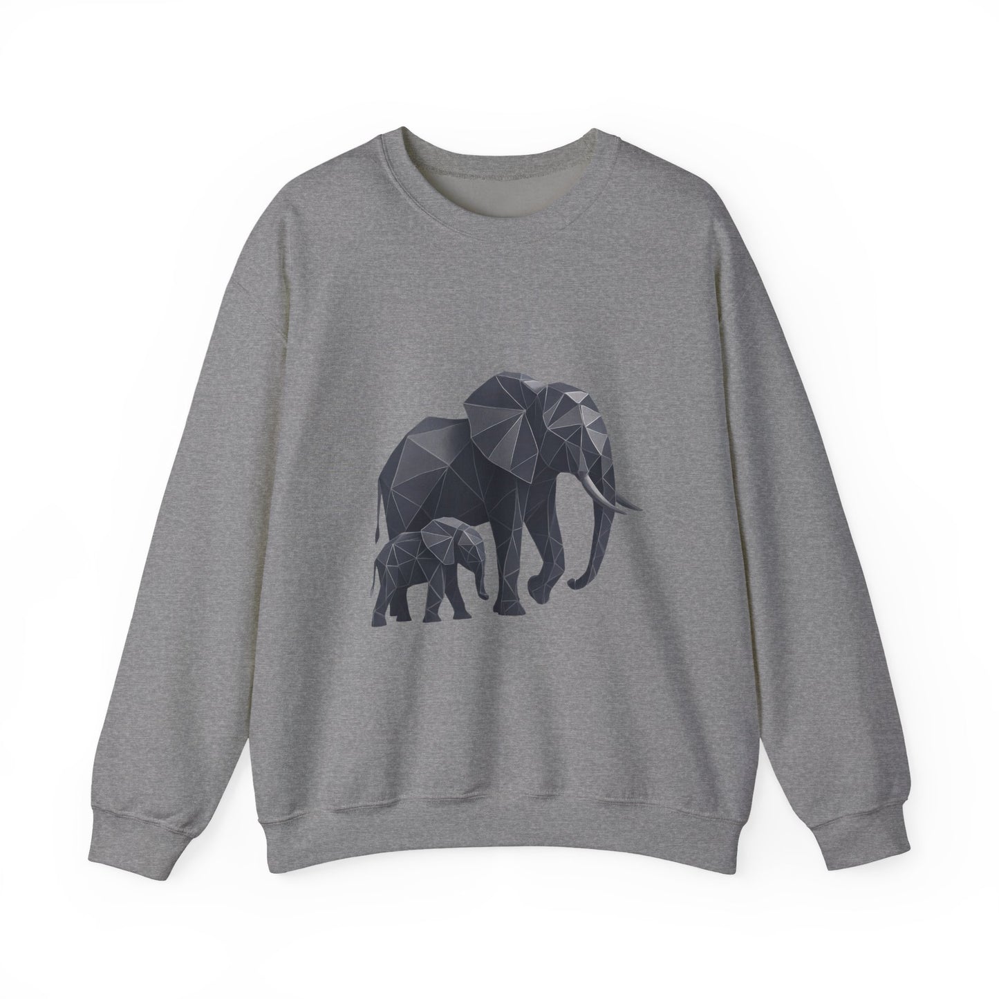 Geometric Elephant Sweatshirt, Cozy Unisex Crewneck, Animal Lover Gift, Nature Inspired Apparel, Eco-Friendly Fashion, Gift for Her