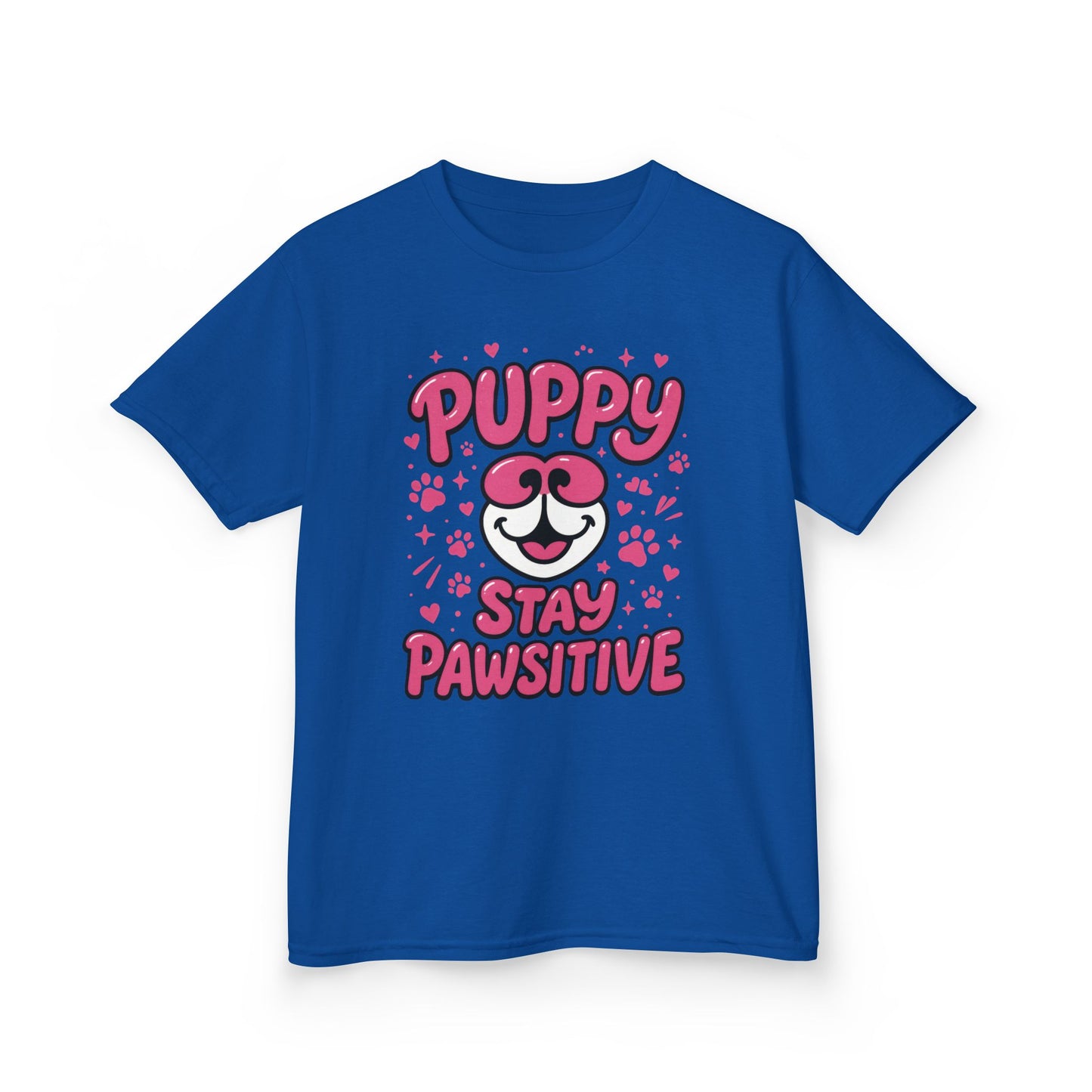 Puppy Stay Pawsitive Youth T-Shirt - Cute Positive Dog Shirt for Teens - Fun Puppy Paw Graphic Kids Tee, Kids Gift, Pet Lover Shirt
