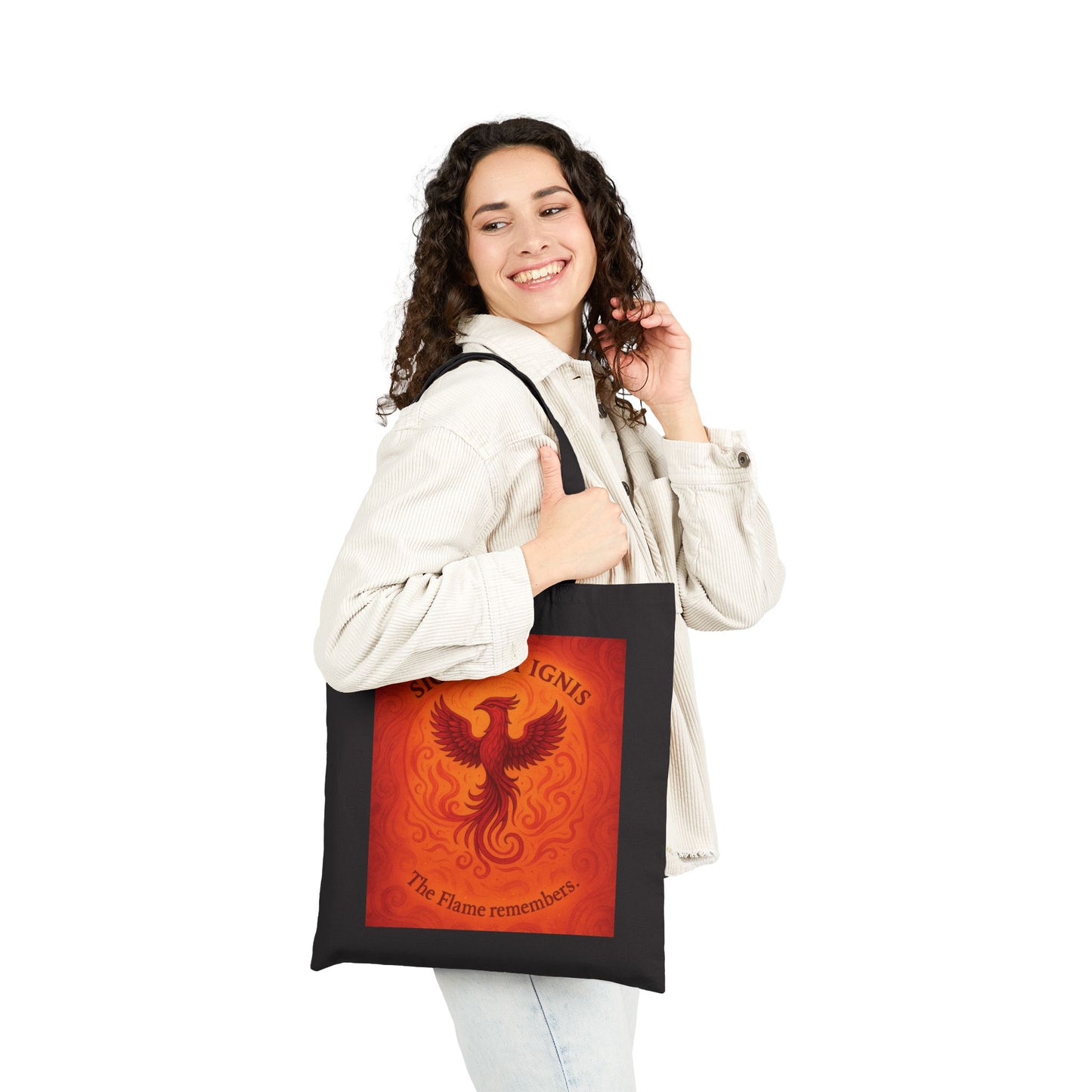 Phoenix Fire Element Tote Bag, Sigillum Ignis Mandala, The Flame Remembers, Four Elements Series Canvas Bag, Boho Bag