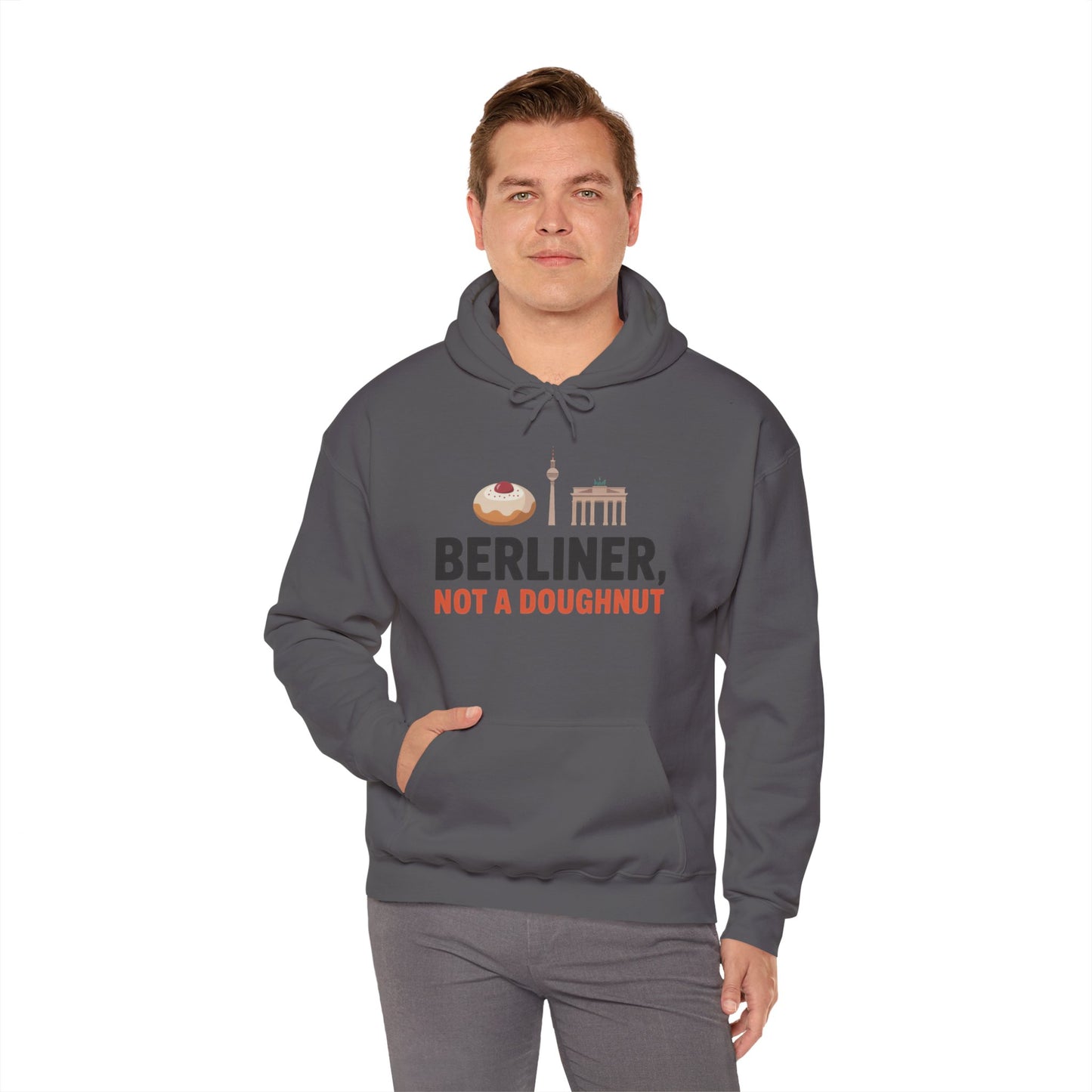 Mens Heavy Blend™ Hooded Sweatshirt, Berliner Not a Doughnut Funny Berlin Hoodie for Men