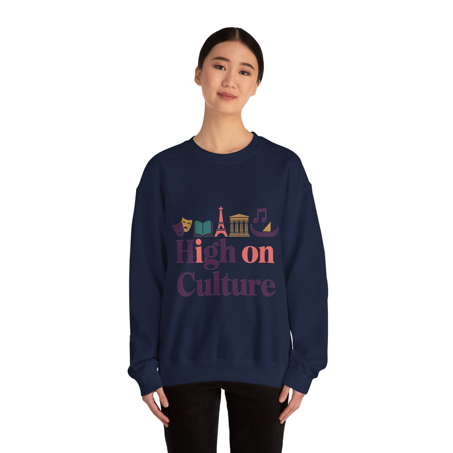 Womens Heavy Blend™ Crewneck Sweatshirt, High on Culture Womens Sweatshirt, Stylish Cultural Graphic Top
