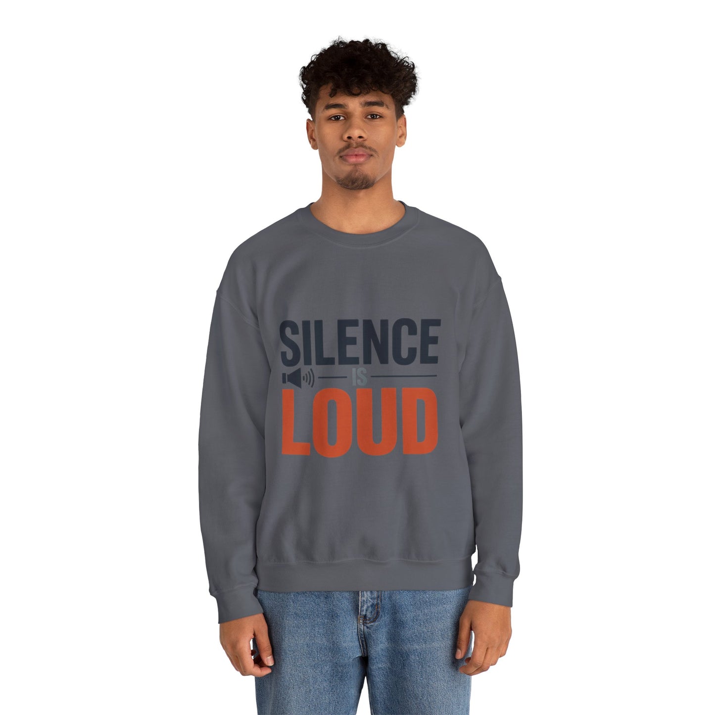 Mens Heavy Blend™ Crewneck Sweatshirt, Silence Is Loud Motivational Mens Sweatshirt