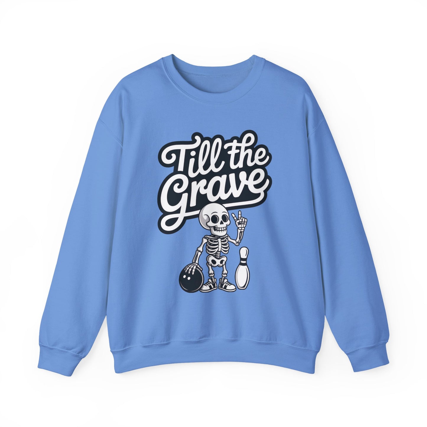 Funny Skeleton Bowling Sweatshirt, Womens Crewneck, Halloween Gift, Casual Wear, Till the Grave Sweatshirt, Bowling Lover Apparel