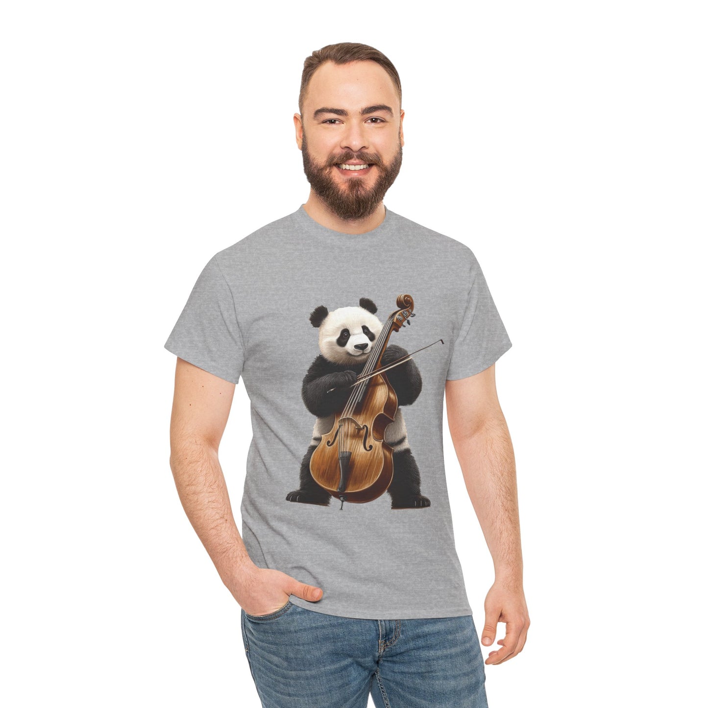 Panda Musician Tee - Cute Animal Graphic Shirt for Music Lovers, Gift for Panda Fans, Unique Concert Outfit, Casual Wear, Cellist Panda