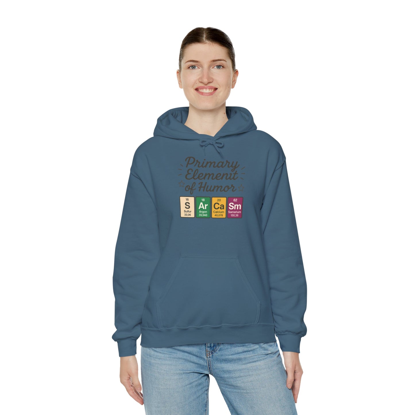 Sarcasm Hoodie for Women, Funny Chemistry Hoodie, Primary Element of Humor Science Sweatshirt, Nerdy Gift for Her