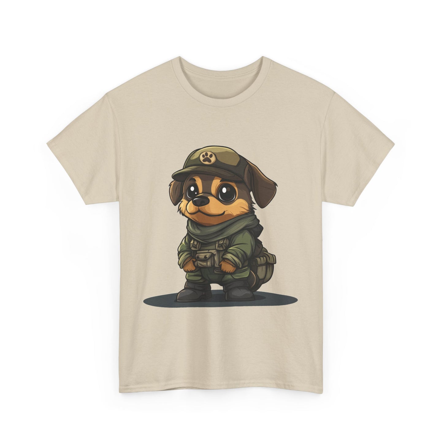 Funny Dog Soldier Tee, Cute Military Dog Cartoon Unisex Heavy Cotton Tee , Pet Lover Gift, Gift for Dog Owners, Gift for Army Fans