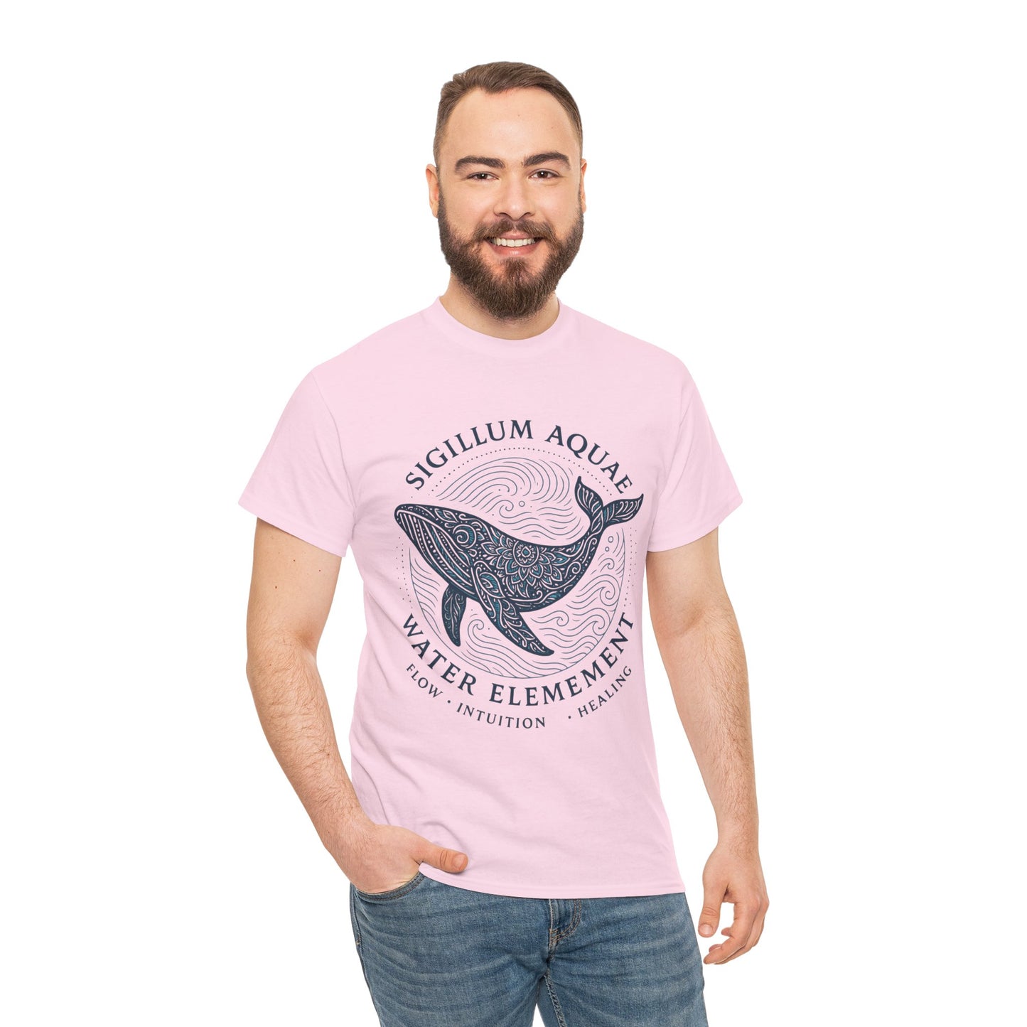 Water Element Whale Tee, Sigillum Aquae Symbol, Flow Intuition Healing, Spiritual Ocean Totem Tee, Nature Energy Shirt, Mindfulness Fashion