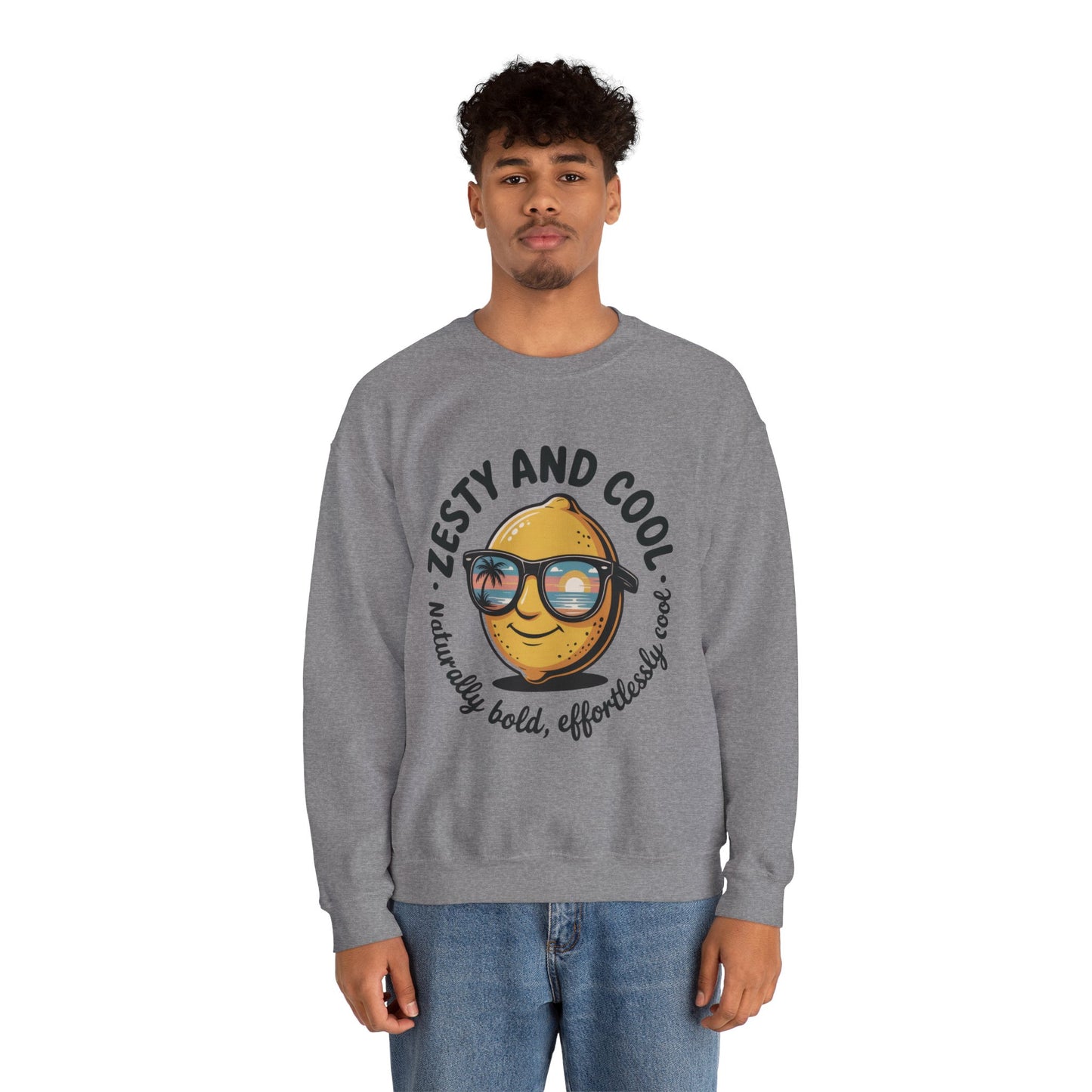Zesty Lemon Mens Crewneck Sweatshirt - Fun Gift for Friends, Cool Casual Style, Summer Vibes, Mens Graphic Apparel, Perfect for Relaxing