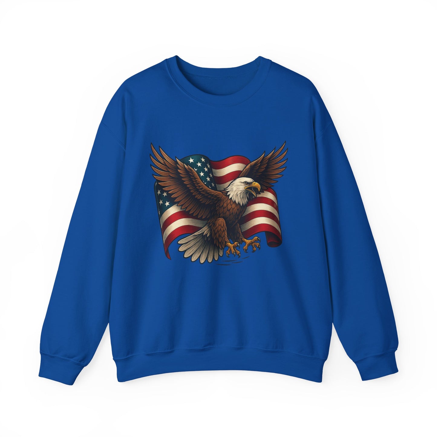 Patriotic Eagle Sweatshirt - Unisex Crewneck, USA Flag Apparel, Memorial Day, Veteran's Day, Independence Day, Gift for Patriots