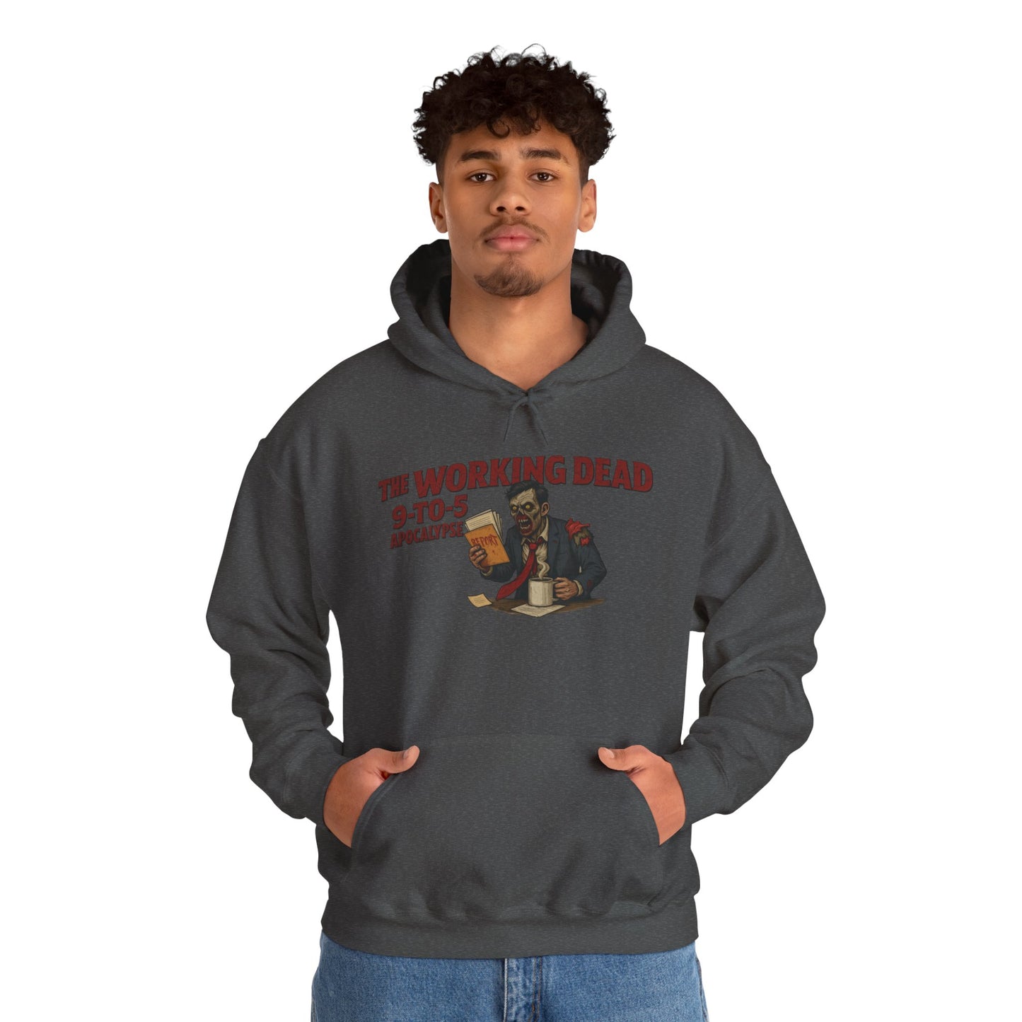 The Working Dead 9-to-5 Apocalypse Hoodie, Men's Horror Office Zombie Sweatshirt, Halloween Zombie Work Top